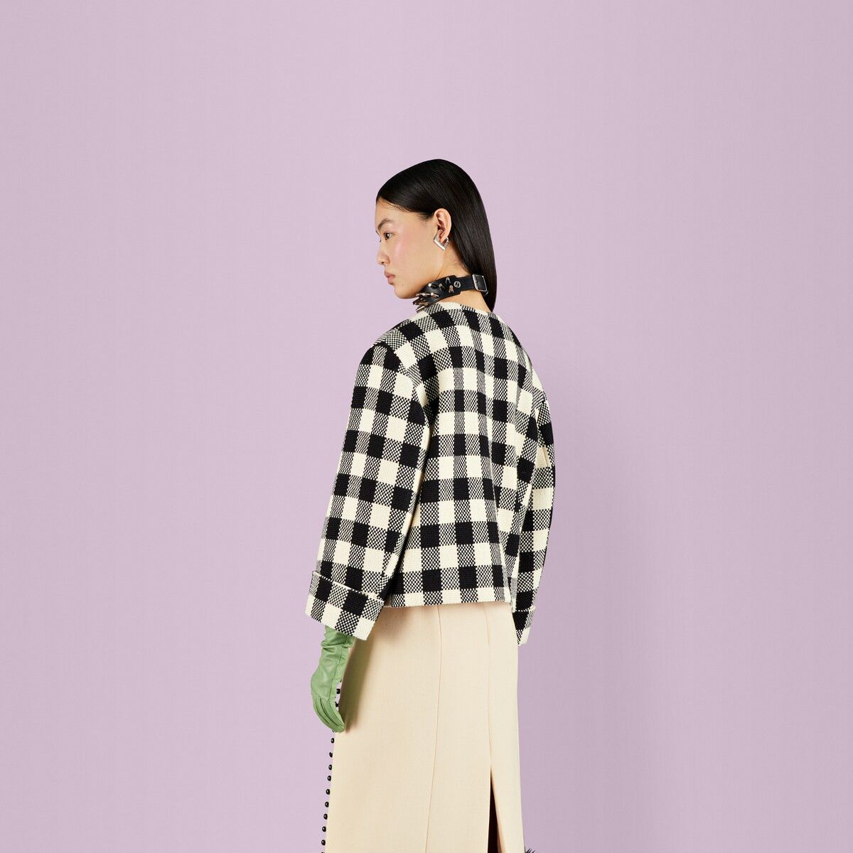 Gucci 46 XL - Gucci Gingham Wool Jacket Check Black White Size L / US 10 / IT 46 - 6 Thumbnail