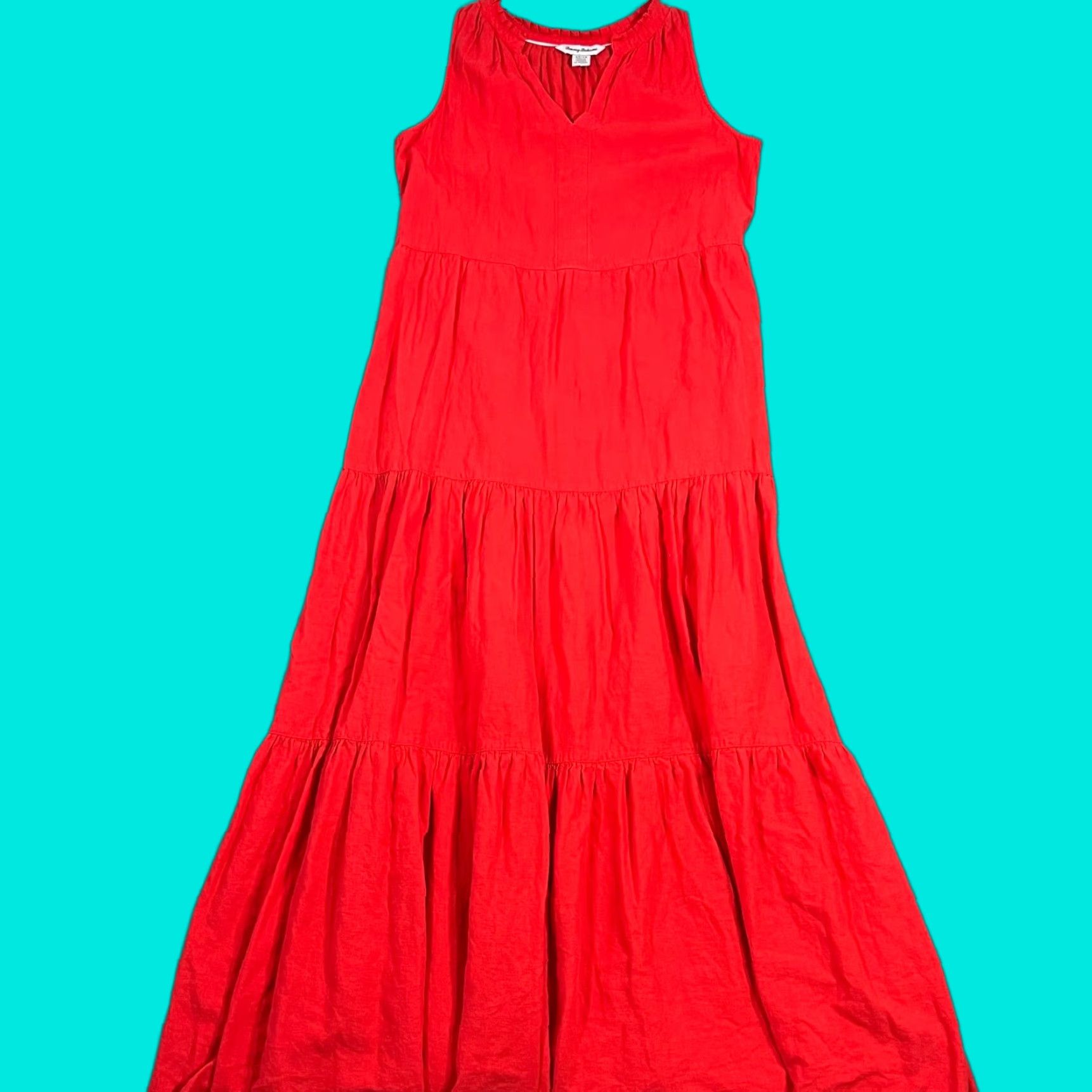 TOMMY BAHAMA Maxi Dress Sleeveless Women's XS Poppy Red Solid