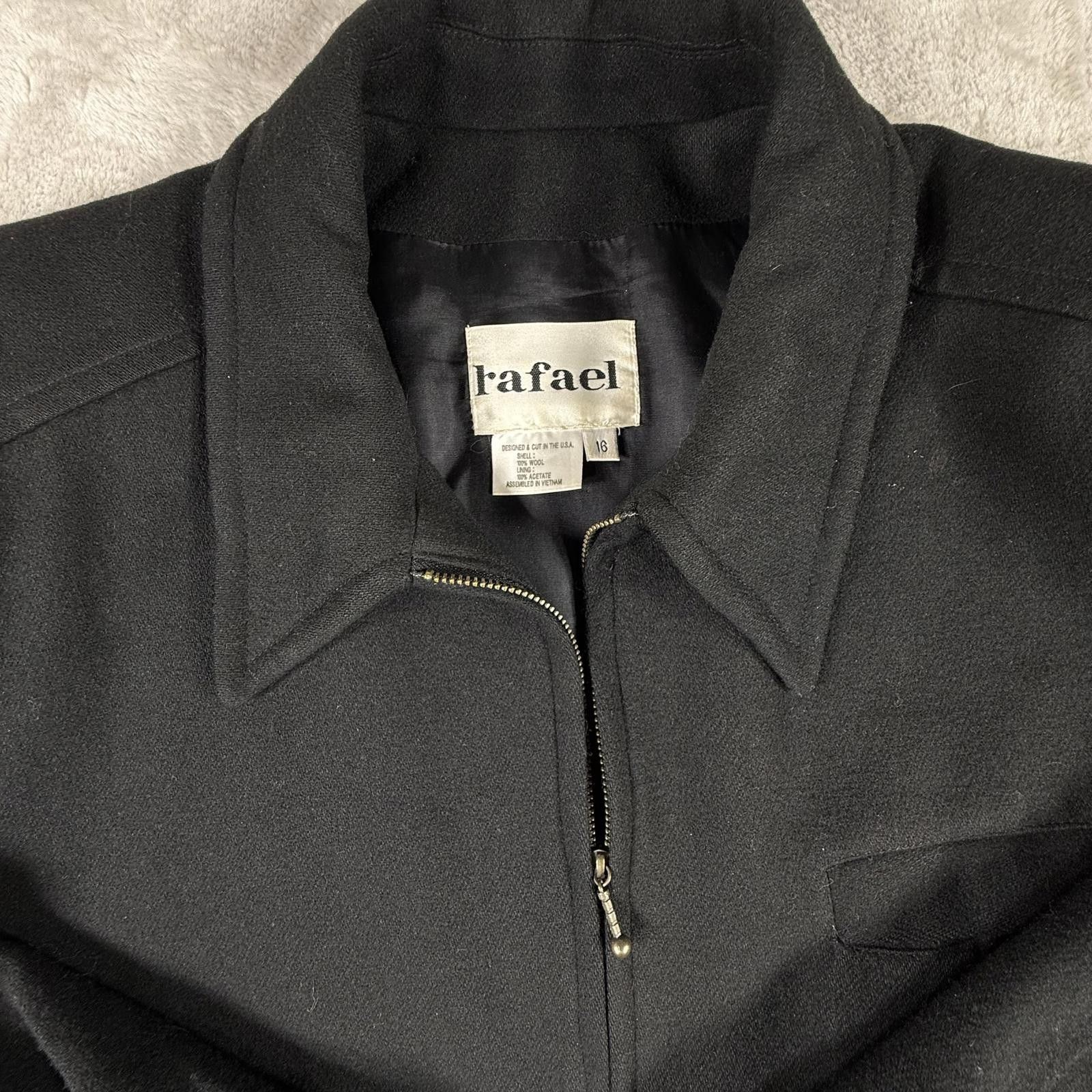 Other Rafael Jacket Women's 16 Black 100% Wool Full Zip Size US L / EU 52-54 / 3 - 3 Thumbnail