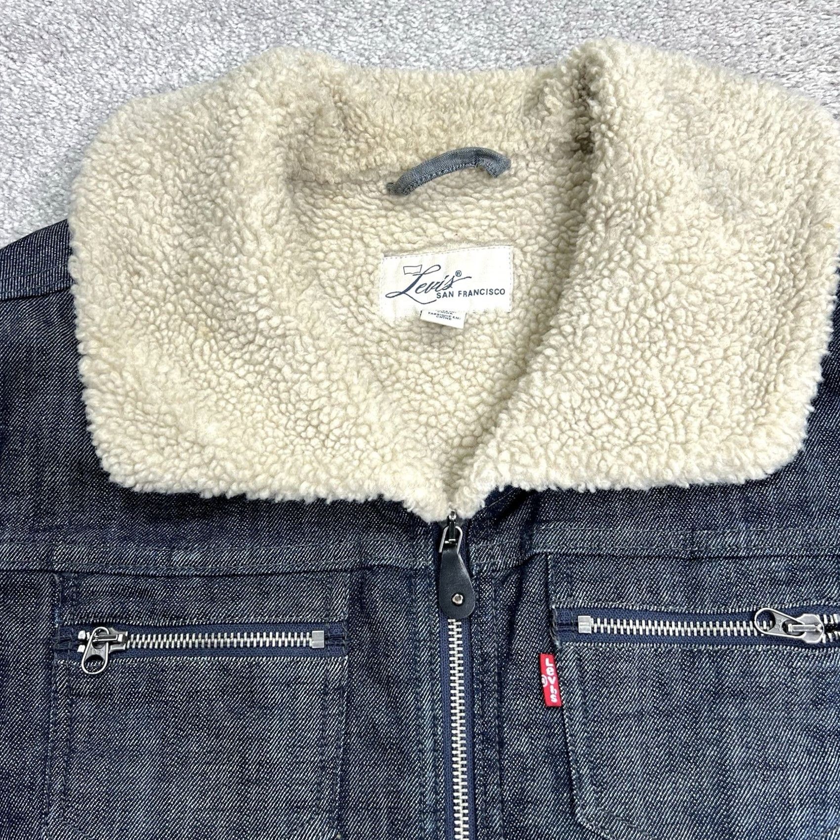 Levi's Levi's San Francisco Denim Sherpa Lined Jean Jacket Women’s Large Full Zip Blue Insulated, Regular Fit, Trucker, Classic, Wool? Size 36" / US 14 / IT 50 - 3 Thumbnail