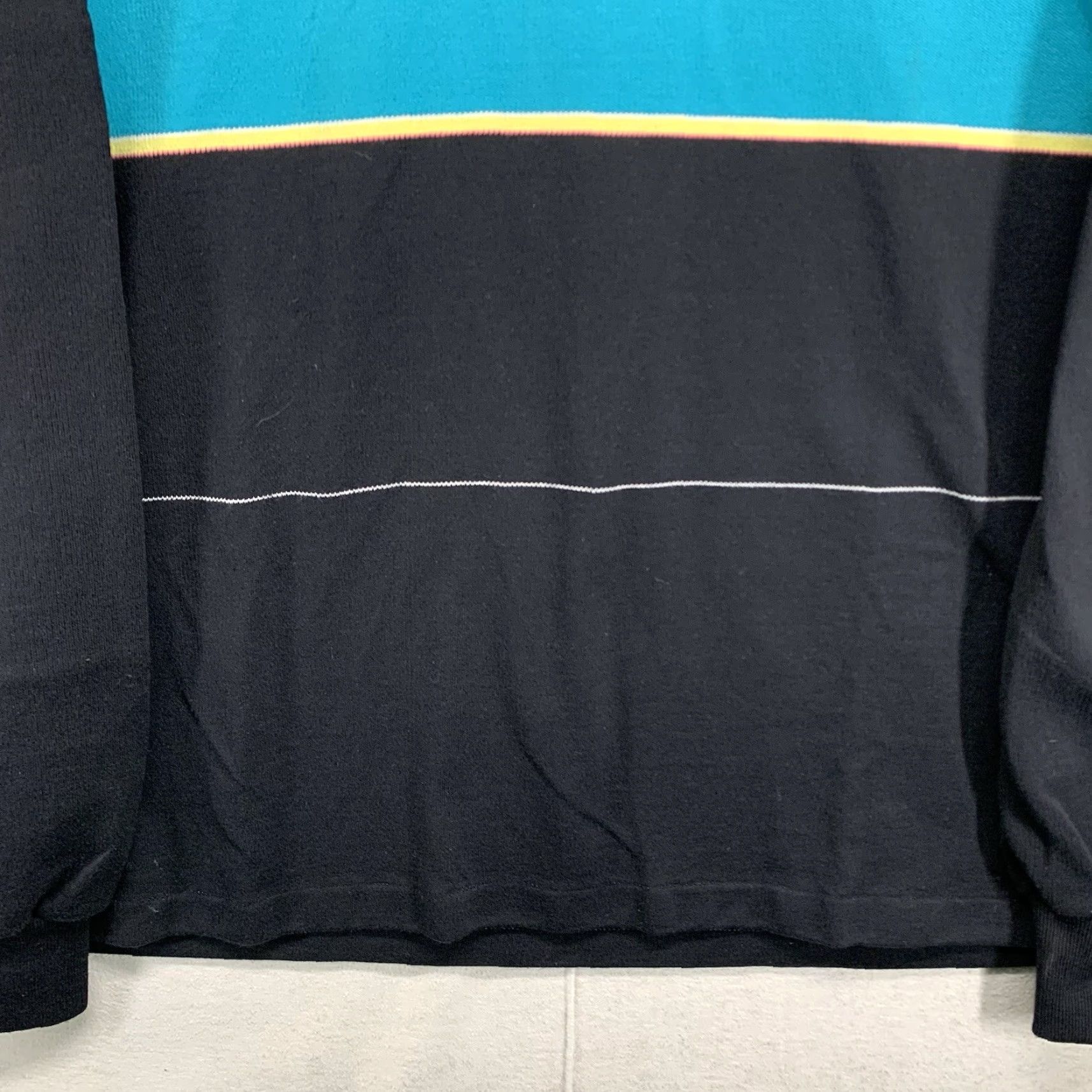 Vintage VINTAGE Northwestern Knitting Company Polo Rugby Shirt XL Black Turquoise Stripe Men Shirt Size US XL / EU 56 / 4 - 7 Thumbnail