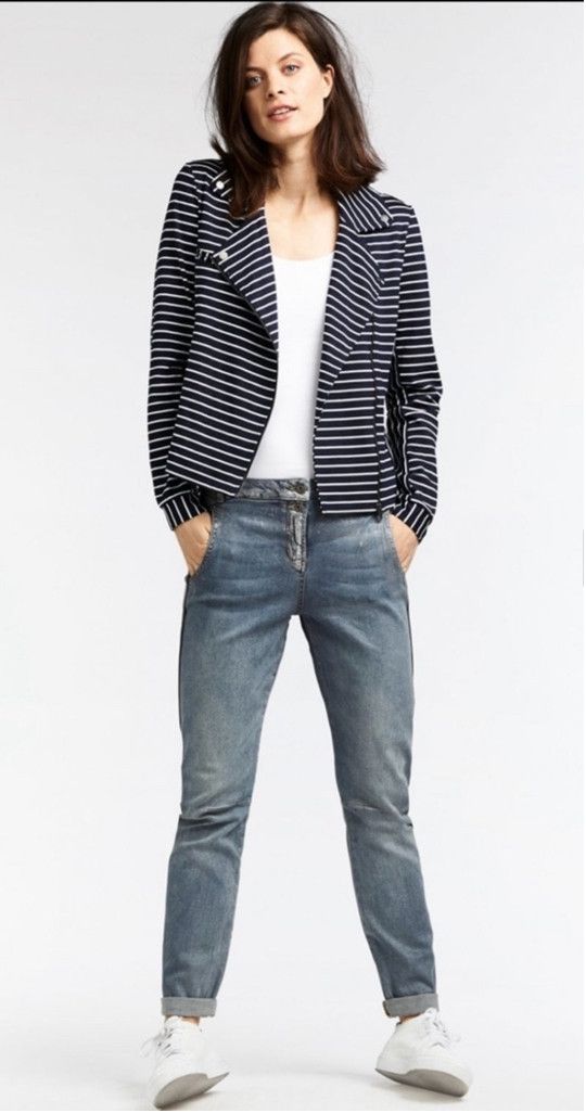 Other Women's Sandwich Jacket, Size L, Navy & White Stripes Size L / US 10 / IT 46 - 10 Thumbnail