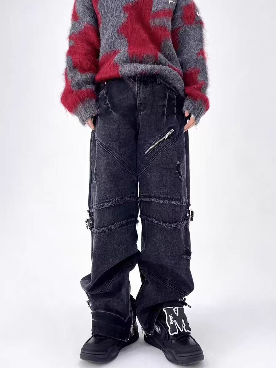 Japanese Brand × Jean Street punk style micro flare jeans with zip design Size US 31 - 2 Thumbnail
