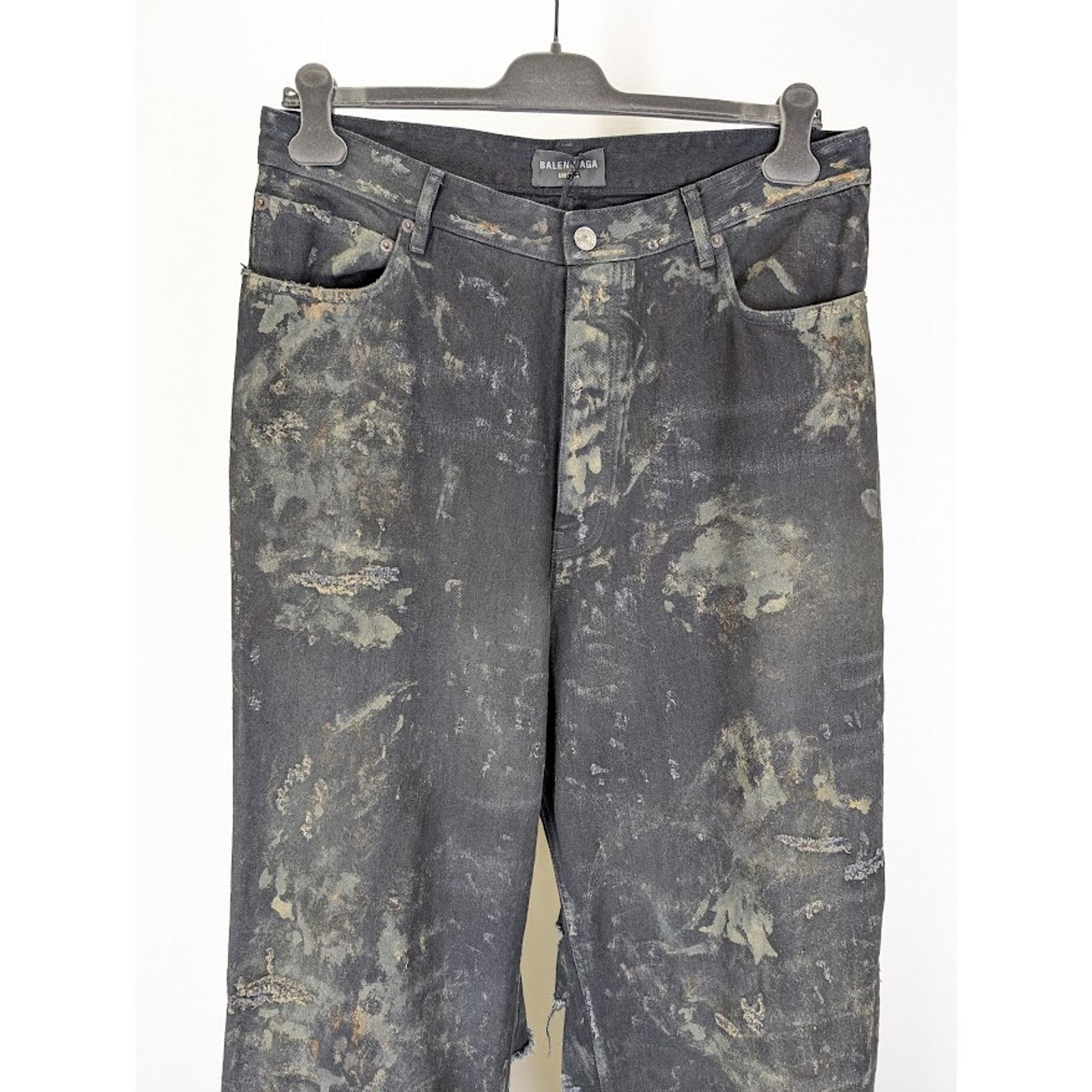 Balenciaga o1rshd1 Unisex Super Destroyed Baggy Pants 13 in Flat Black Size US 32 / EU 48 - 2 Thumbnail