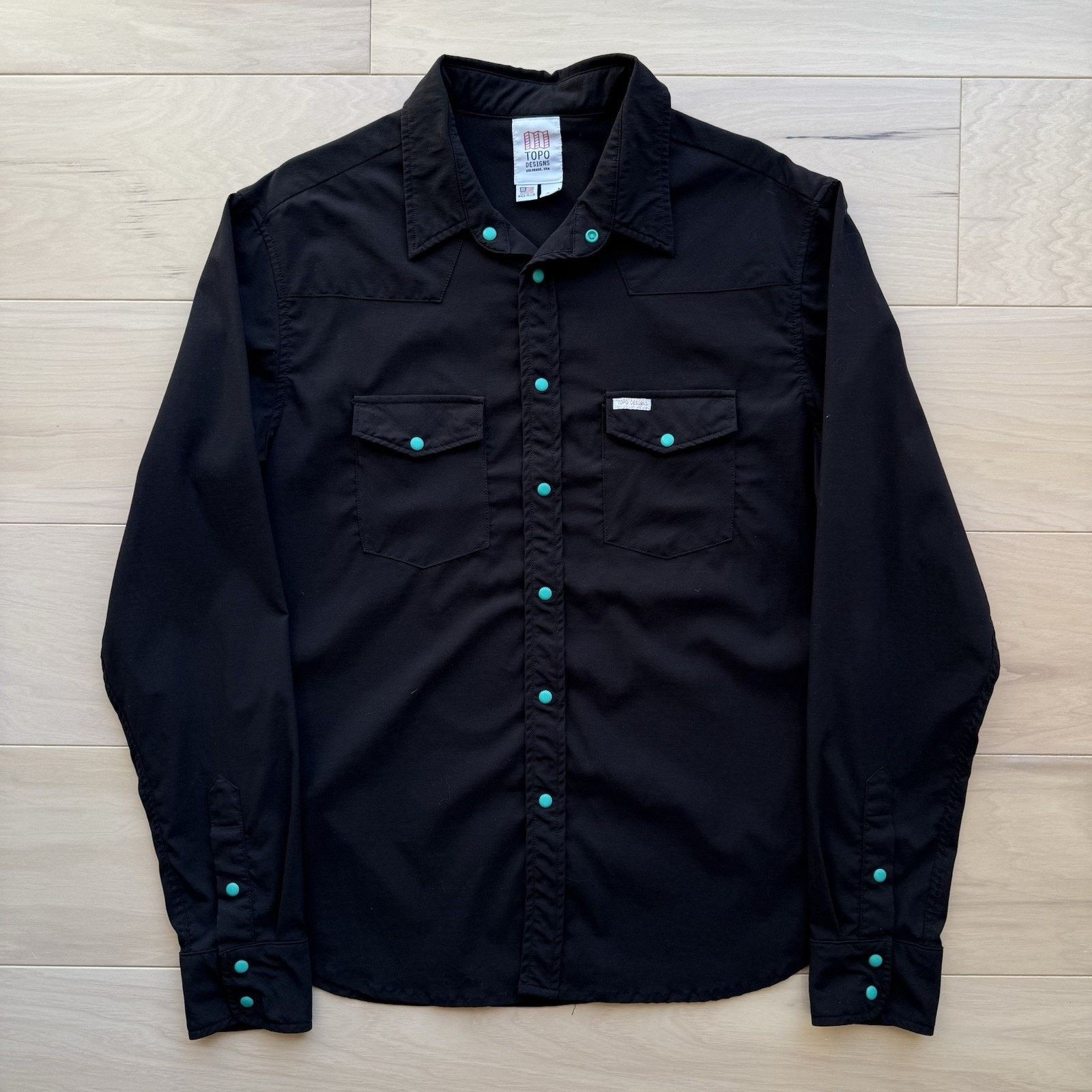 Topo Designs Topo Designs Shirt M Black Nylon Snap Button Up Workwear Size US M / EU 48-50 / 2 - 2 Thumbnail