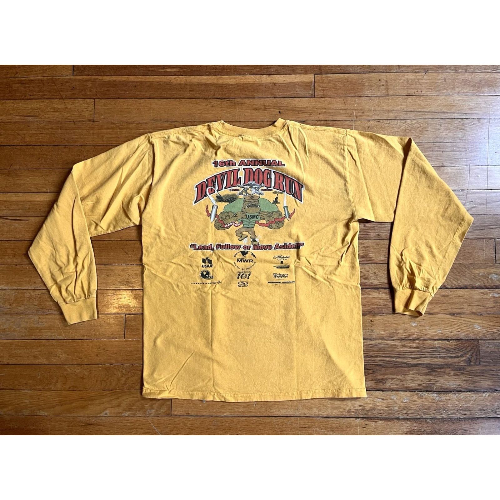 Gildan US Marine Corps Fort Sill Devil Dog Run Long Sleeve Shirt Men’s M Yellow Size US M / EU 48-50 / 2 - 2 Thumbnail