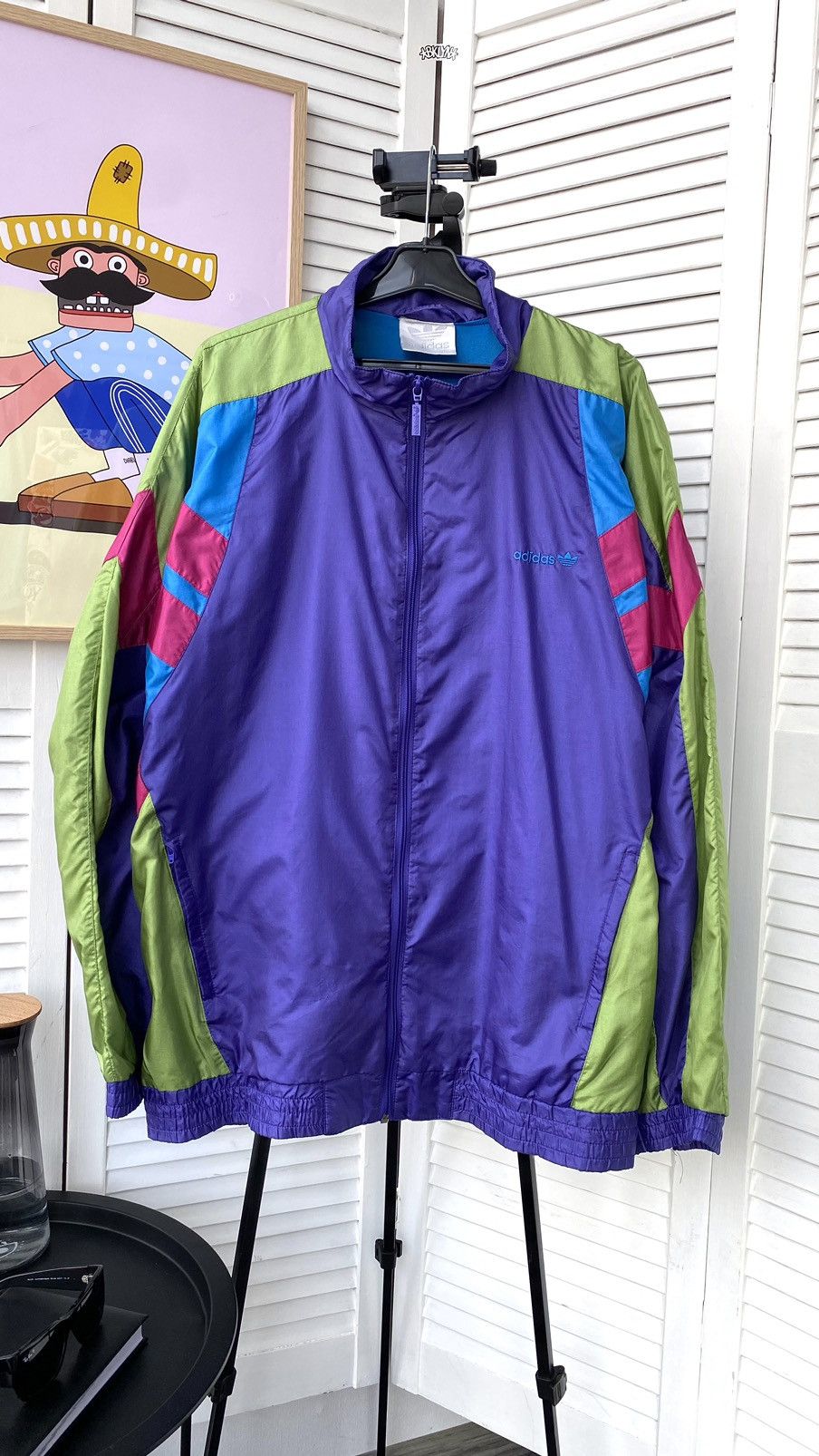 Adidas × Vintage Vintage Adidas Track Retro Jacket Nylon 90s Purple Size US XL / EU 56 / 4 - 1 Thumbnail
