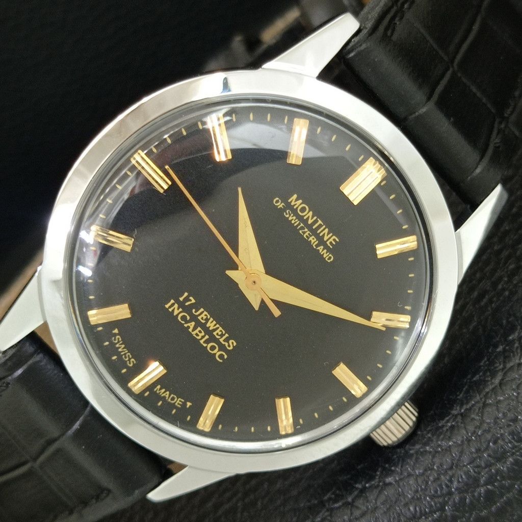 Other VINTAGE MONTINE HAND-WINDING SWISS MENS WHITE WATCH a444152 Size 38 - 1 Thumbnail