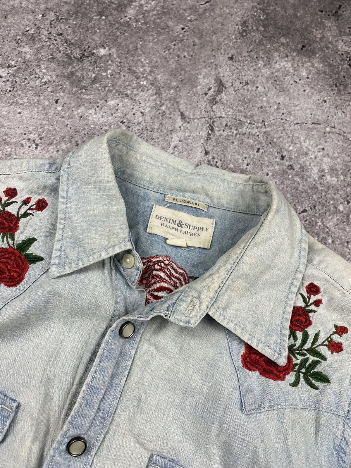 Denim & Supply Ralph Lauren × Polo Ralph Lauren × Vintage Vintage Ralph Lauren Denim Supply roses embroider logo shirt Size US S / EU 44-46 / 1 - 3 Thumbnail
