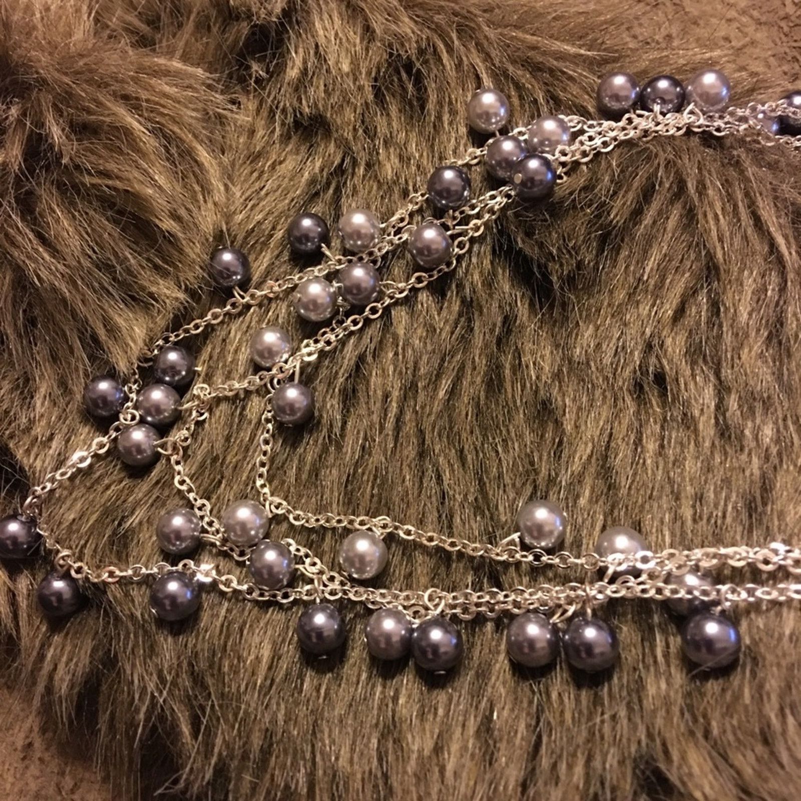 Jewelry Multi strand pearl bead silver chain necklace Size ONE SIZE - 6 Thumbnail