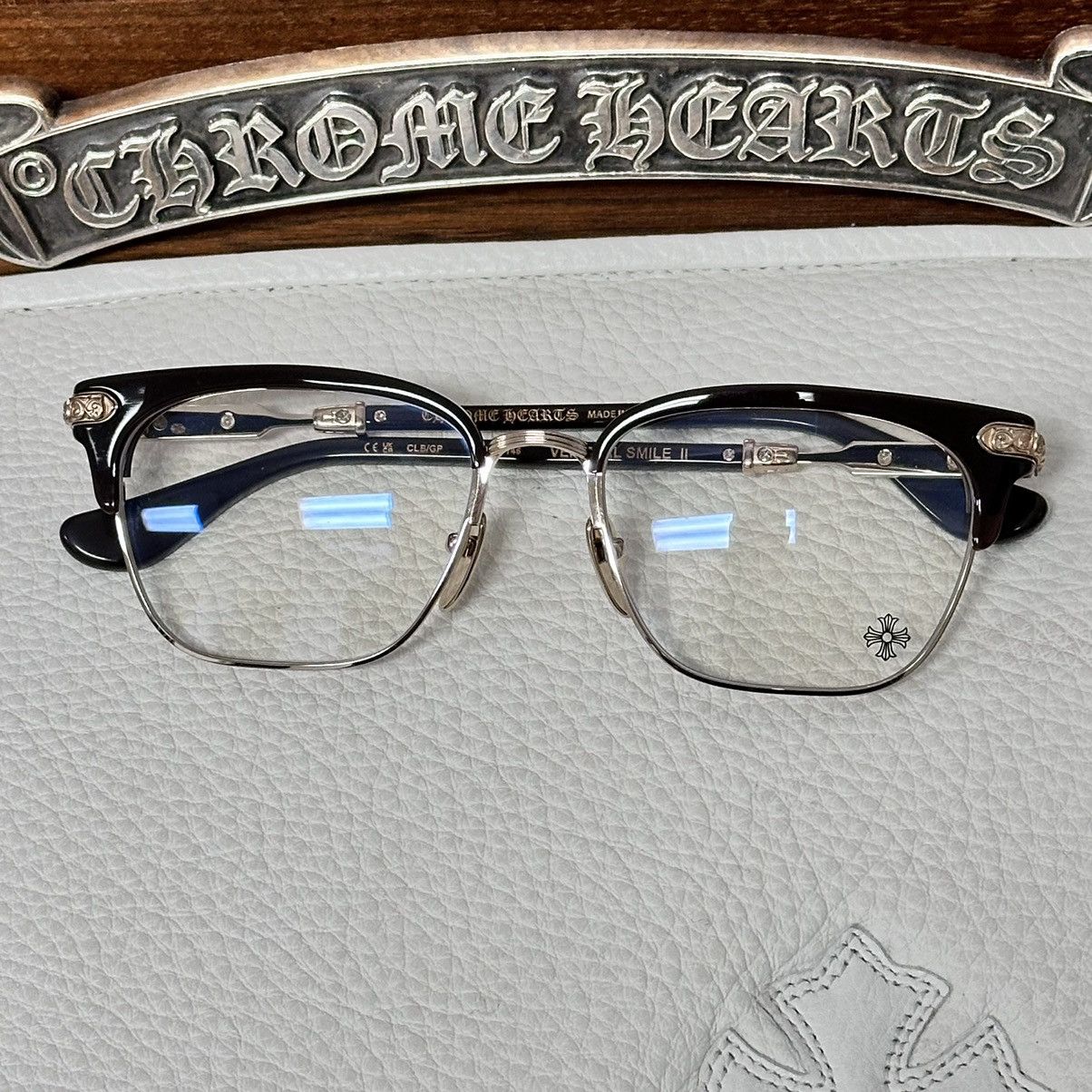 Pre-owned Chrome Hearts Vertical Smile Ii Glasses In Brown