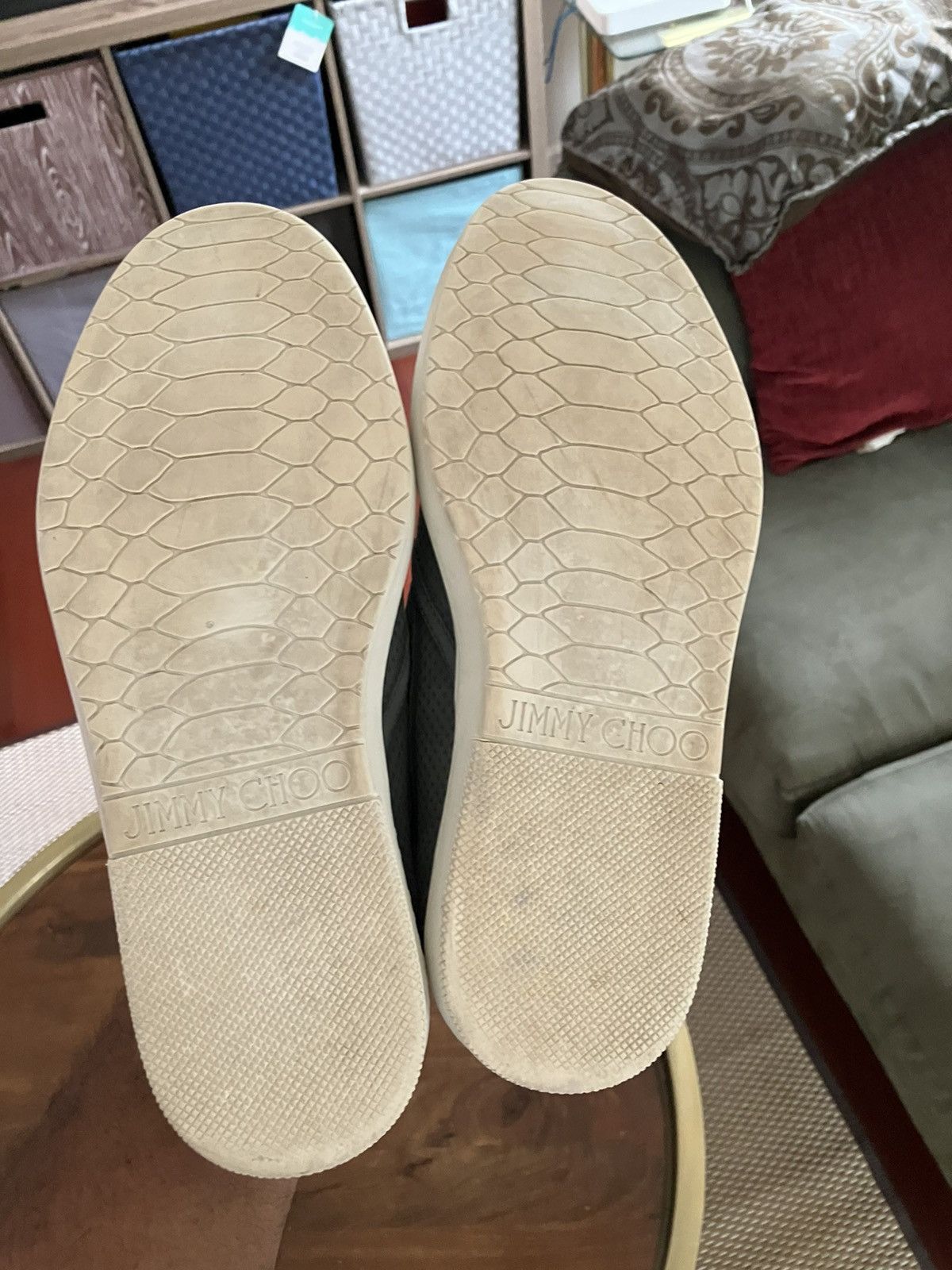 Jimmy Choo Jimmy Choo Grey/Green Skater Suede Leather Slip on Sneakers Size US 10.5 / IT 40.5 - 8 Thumbnail