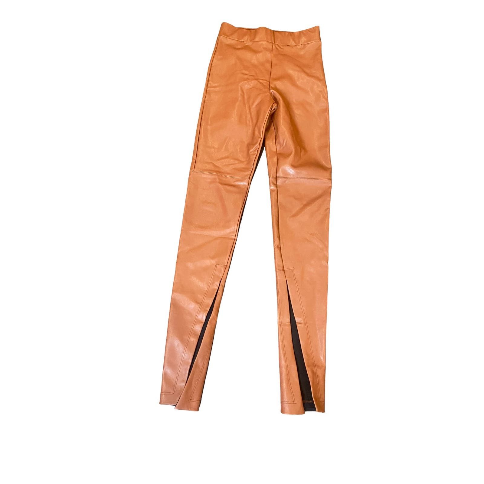 Designer ALIX NYC Carlisle Faux Leather Pant in Cinnamon Brown XS Size 25" / US 0 / IT 36 - 2 Thumbnail