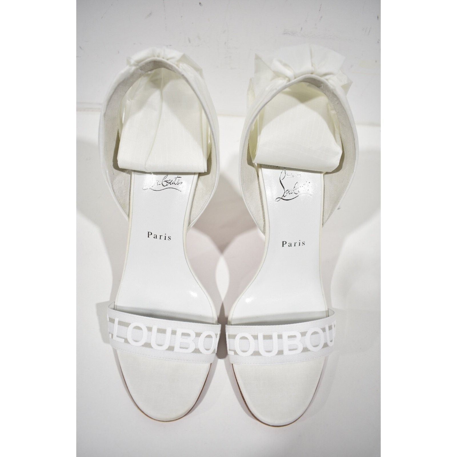 Christian Louboutin Wind Around 100 White Lace Up Tie Bridal Sandal Heel Pump 41 Size US 11 / IT 41 - 6 Thumbnail