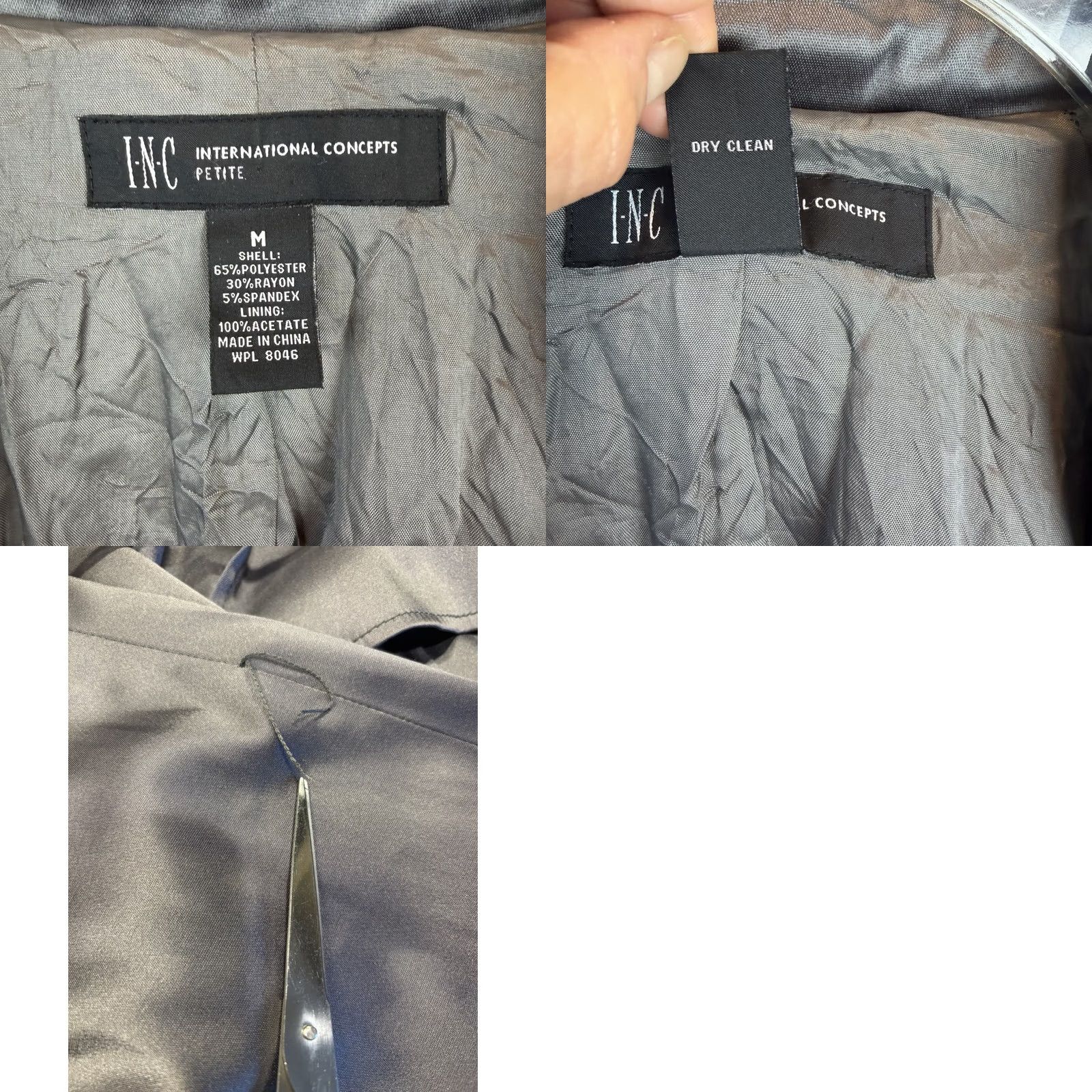 Vintage INC International Concepts Trench Coat Womens M Regular Gray Polyester Buckle Button Double Breasted Spring Fall Winter Coat Size M / US 6-8 / IT 42-44 - 9 Thumbnail