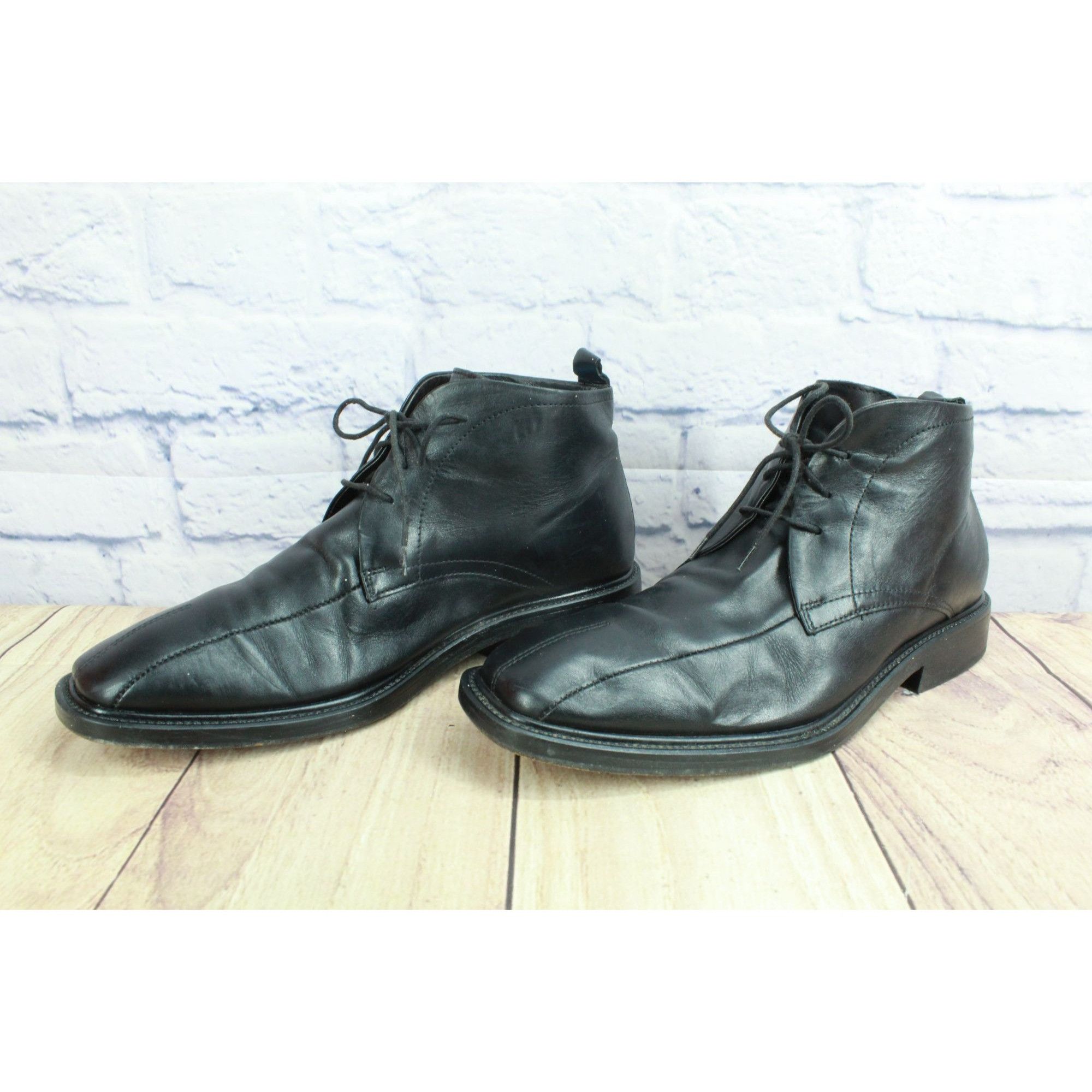 Other Men's Black Leather Lace Up Casual Oxford Chukka Bo Size US 7.5 / EU 40-41 - 2 Thumbnail