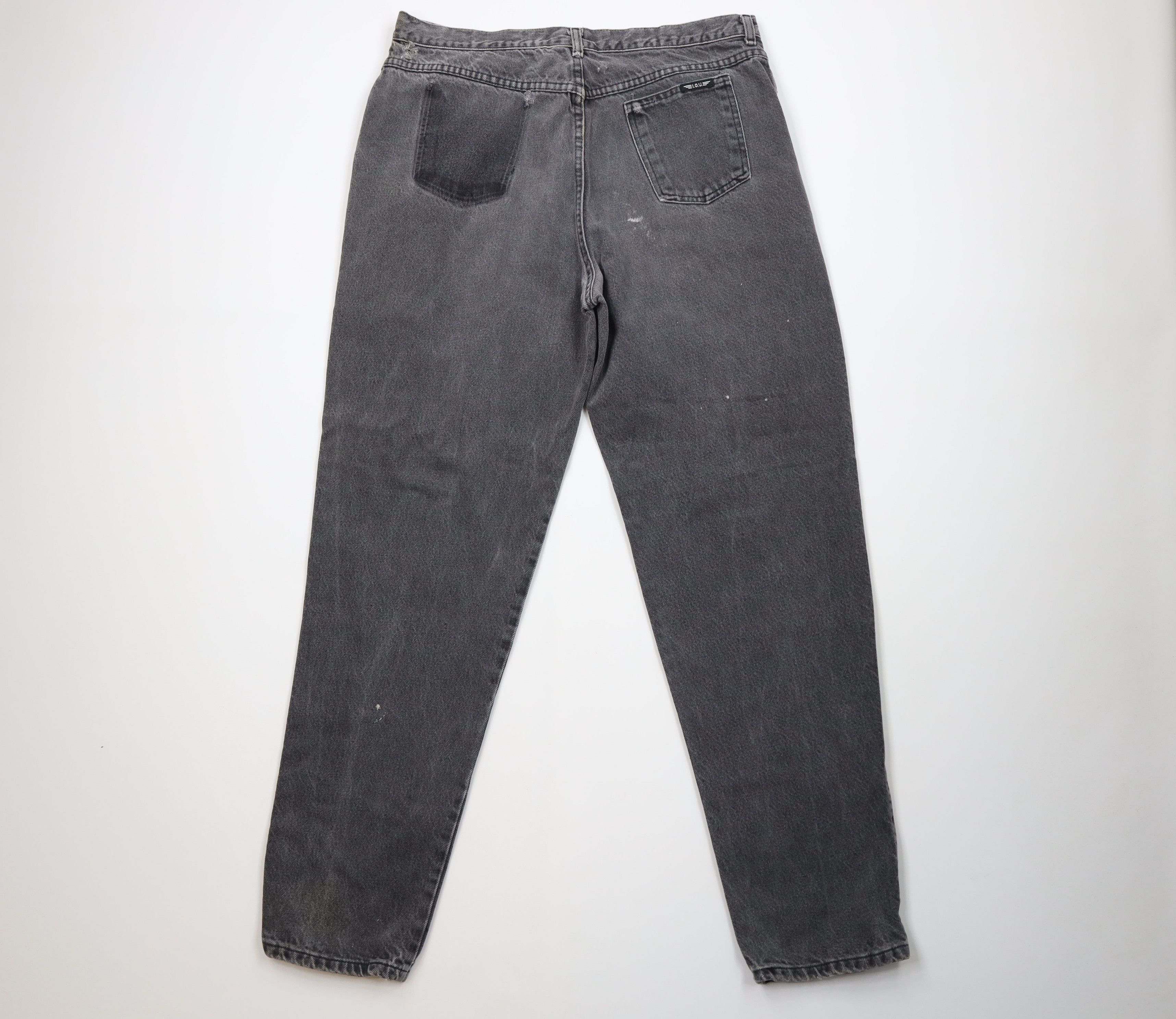 Vintage Vintage 90s IOU Relaxed Fit Tapered Leg Denim Jeans Black Size US 38 / EU 54 - 12 Thumbnail