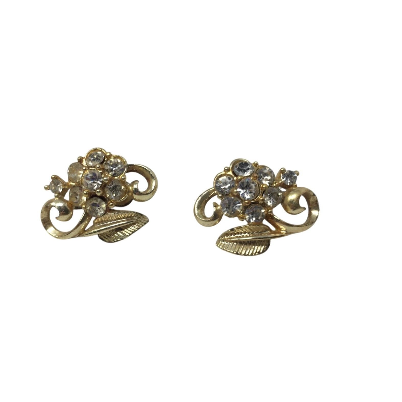 Other Women's Gold ''CORO'' Screw Back Earrings with Rhinestones Size ONE SIZE - 1 Thumbnail