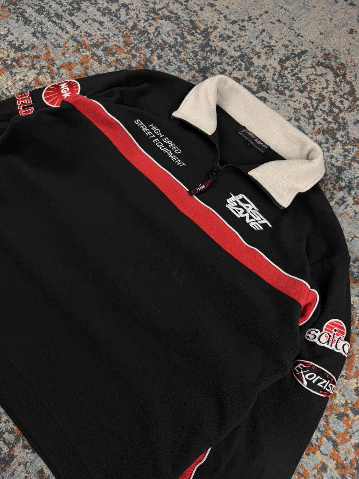 Vintage Vintage 90s Fast Lane racing style fleece sherpa quartezip Size US XL / EU 56 / 4 - 5 Thumbnail
