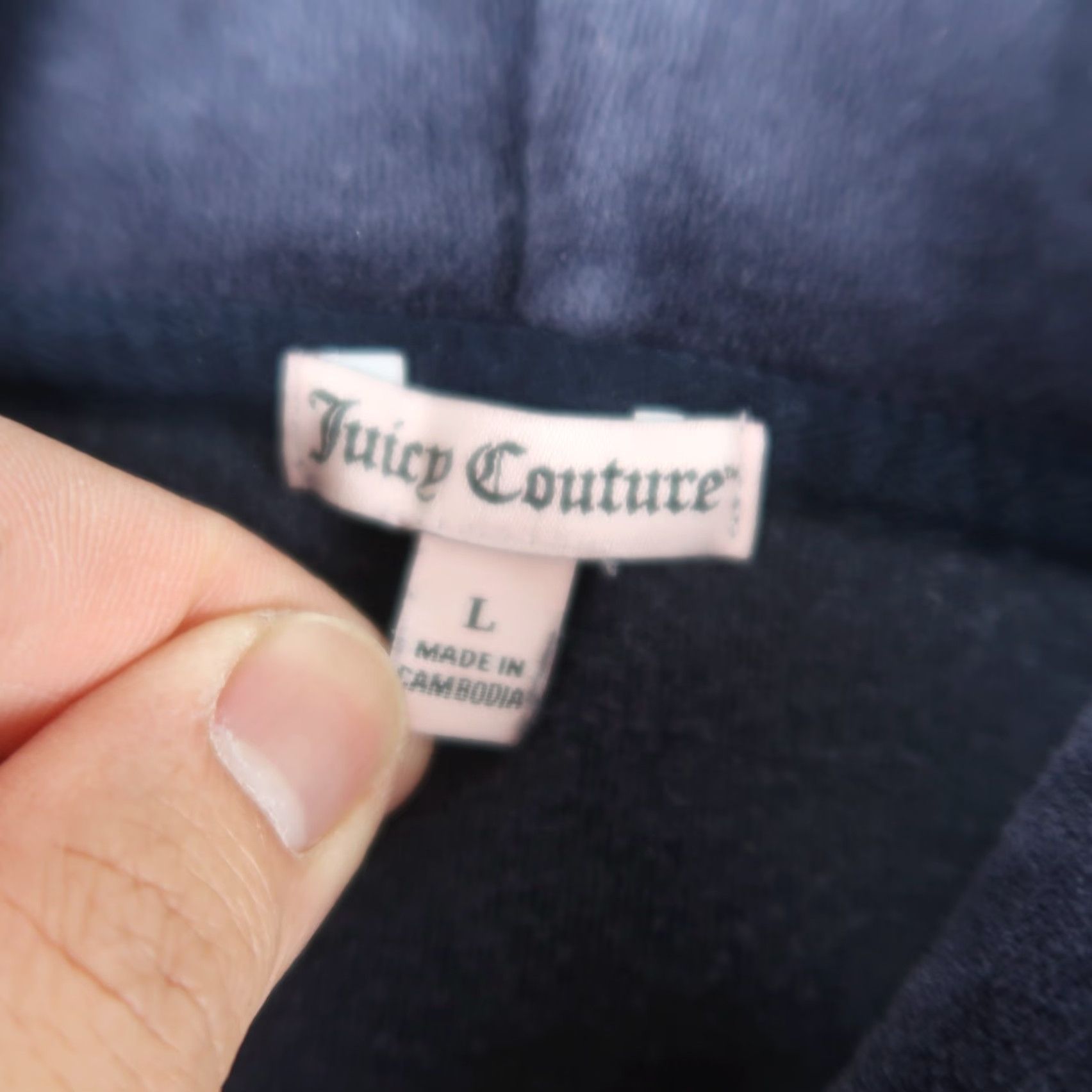 Juicy Couture Juicy Couture Hoodie Womens L Blue Velour Zip Up Logo Embellish Size L / US 10 / IT 46 - 7 Thumbnail