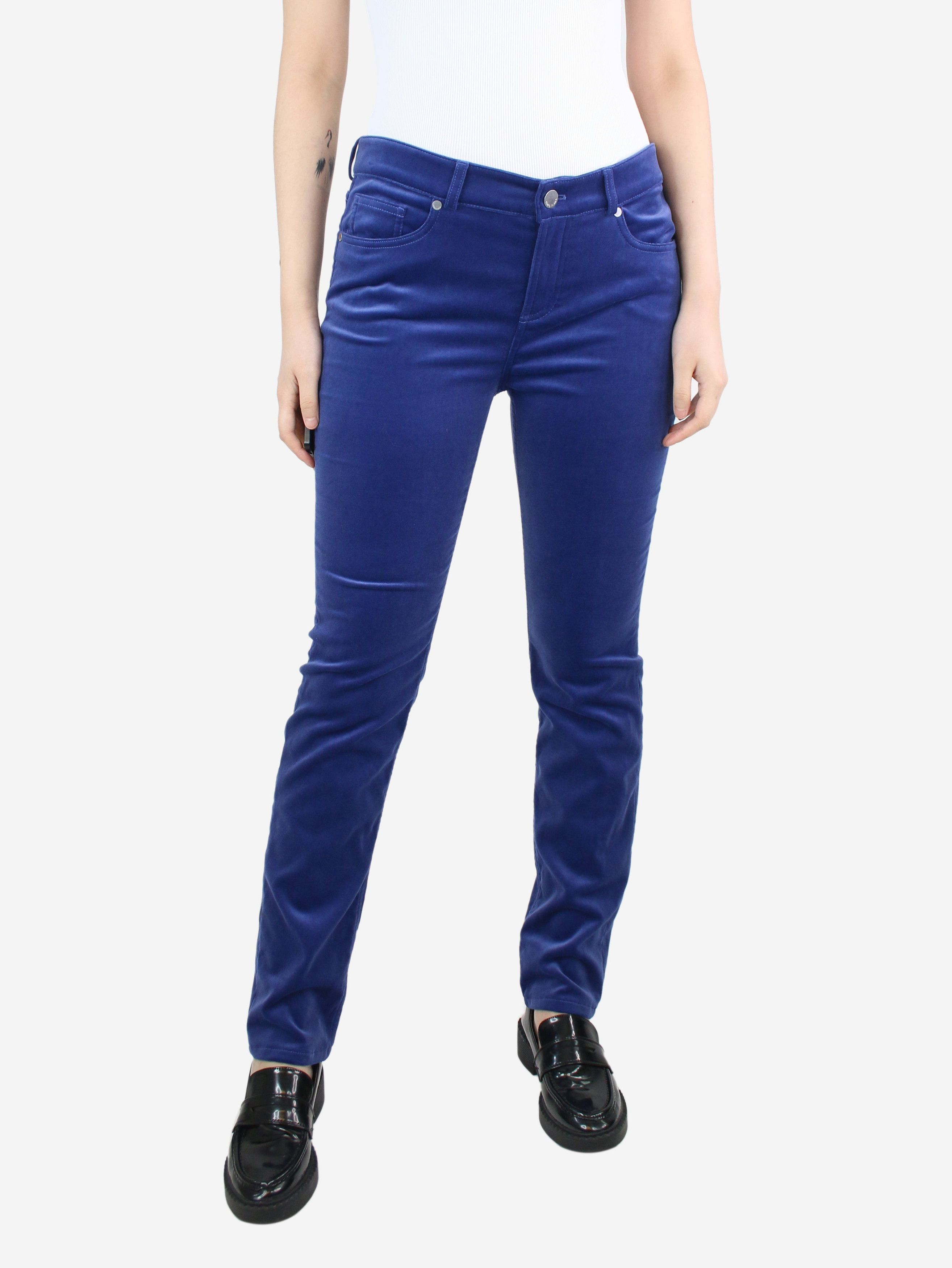 image of Loro Piana Blue Velour Jeans - Size Uk 12, Women's