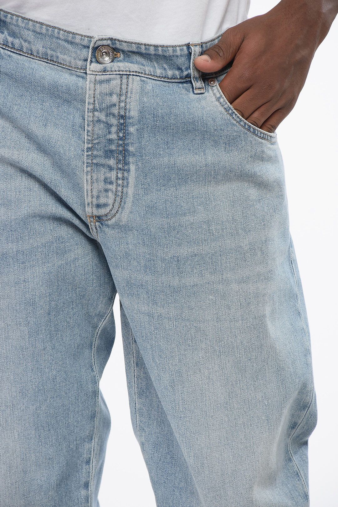 Brunello Cucinelli og1mm0725 Light Wash Slim Fit Denim in Light Blue Size US 40 / EU 56 - 2 Thumbnail