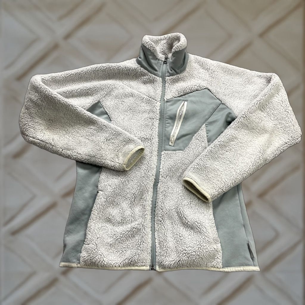 Vintage Columbia By The Lake Fleece Jacket Womens Small White Gray Full Zip High Neck Jacket Size S / US 4 / IT 40 - 1 Thumbnail