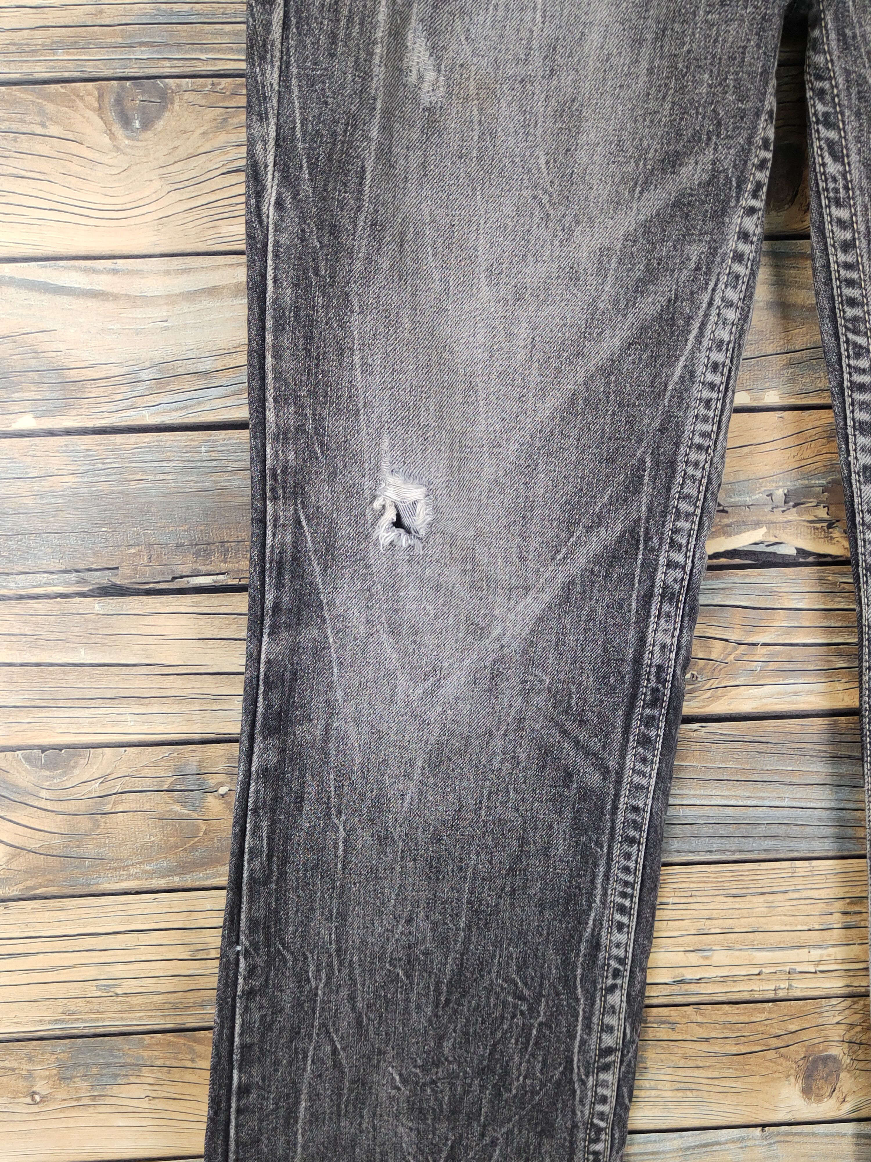 Japanese Brand Pasta Denim Black Distressed Ripped Jeans #W1415 Size US 31 - 4 Thumbnail