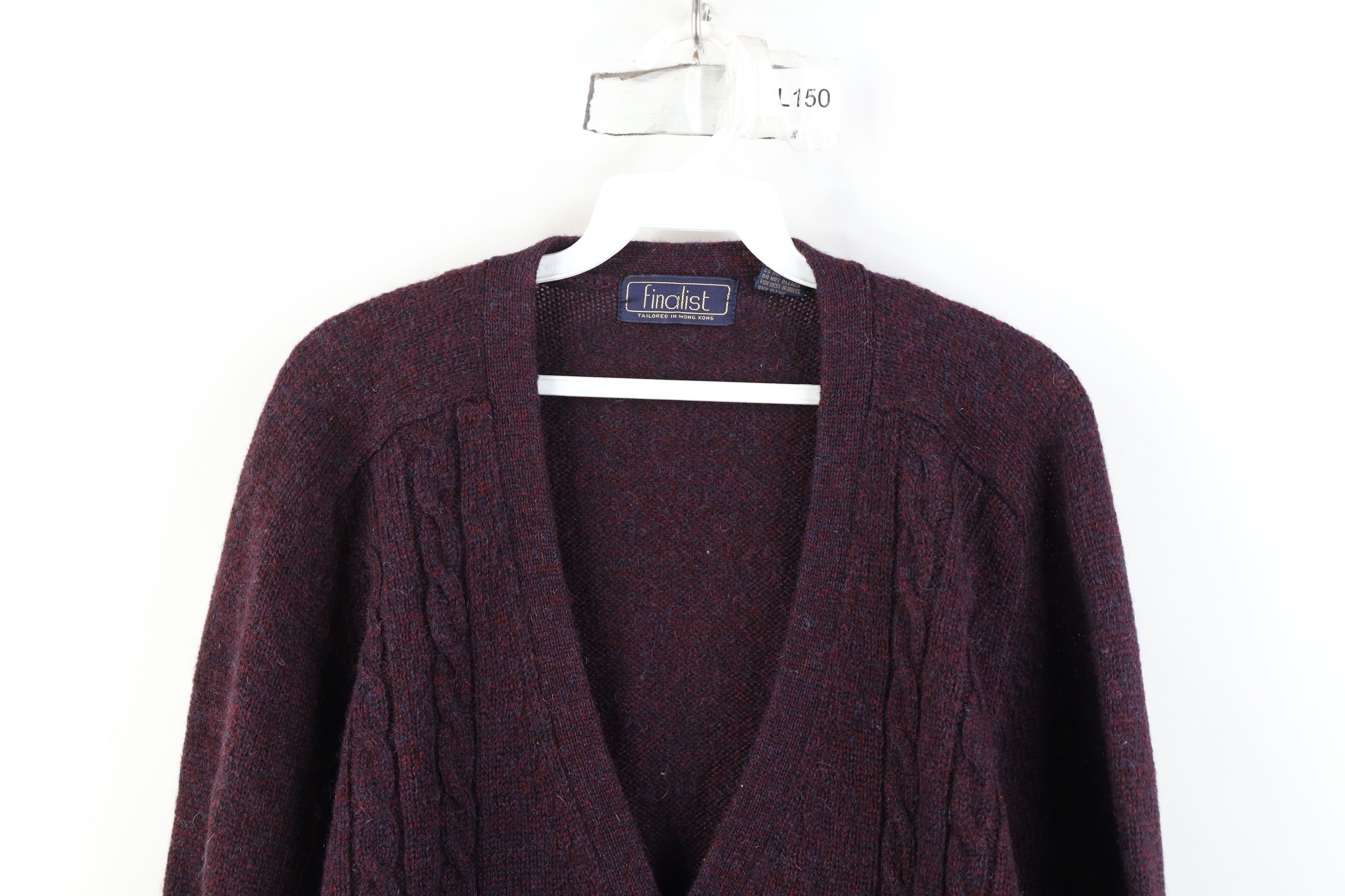 Vintage Vintage 90s Streetwear Cable Knit Cardigan Sweater Purple Size US XL / EU 56 / 4 - 2 Thumbnail