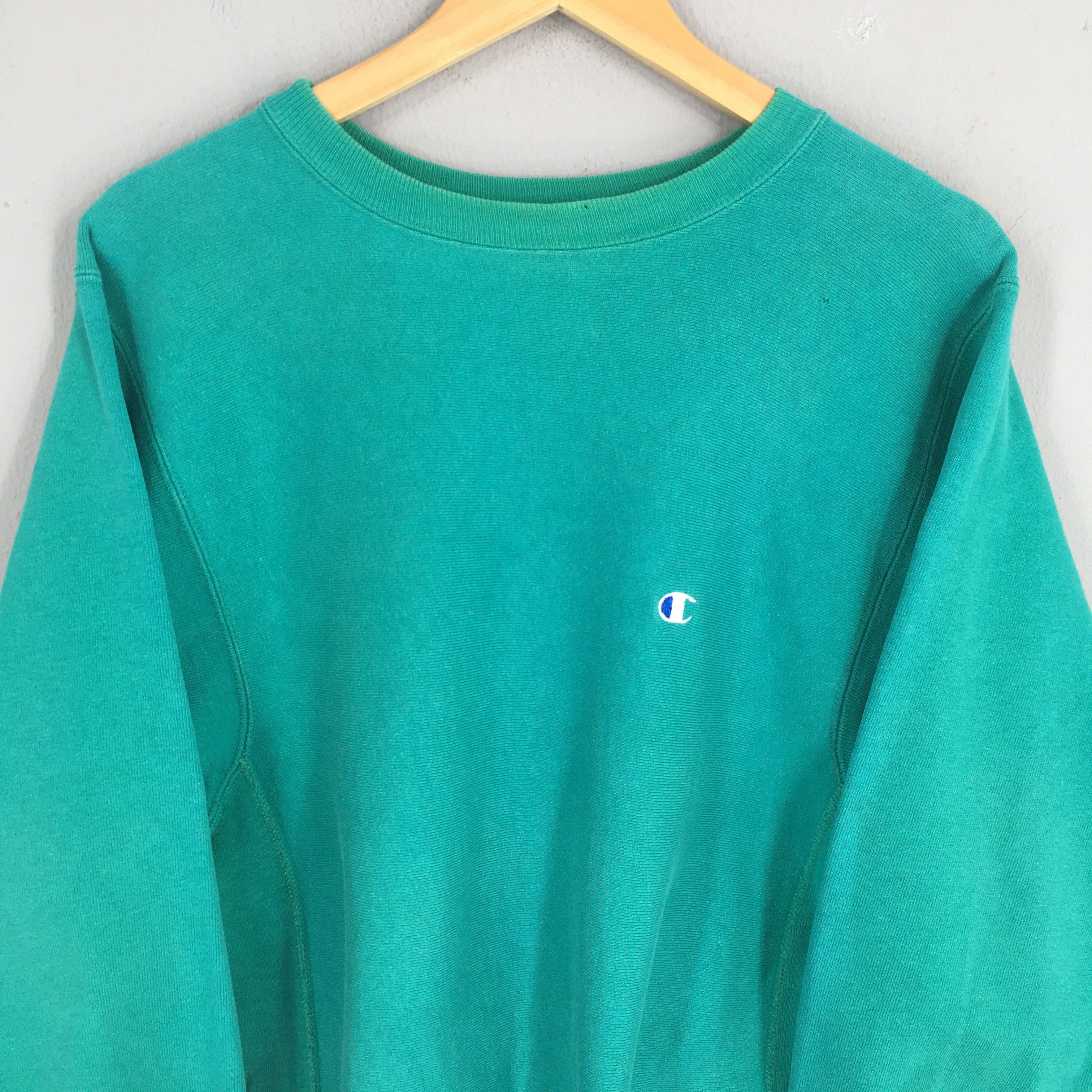 Champion × Vintage Vintage 1980s Champion Reverse Weave Green Sweatshirt Medium Size US M / EU 48-50 / 2 - 2 Thumbnail