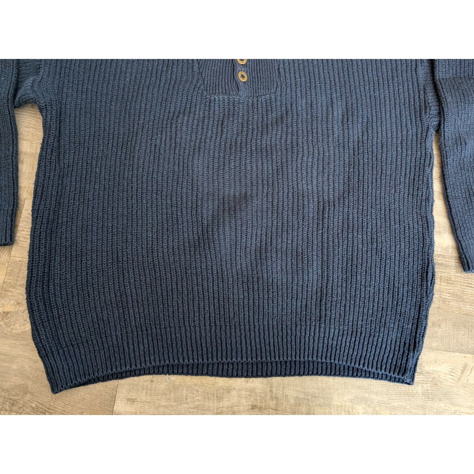 Eddie Bauer Vtg Eddie Bauer Sweater Mens L Blue Knit Fisherman Ribbed Henley USA Made EUC Size US L / EU 52-54 / 3 - 4 Thumbnail