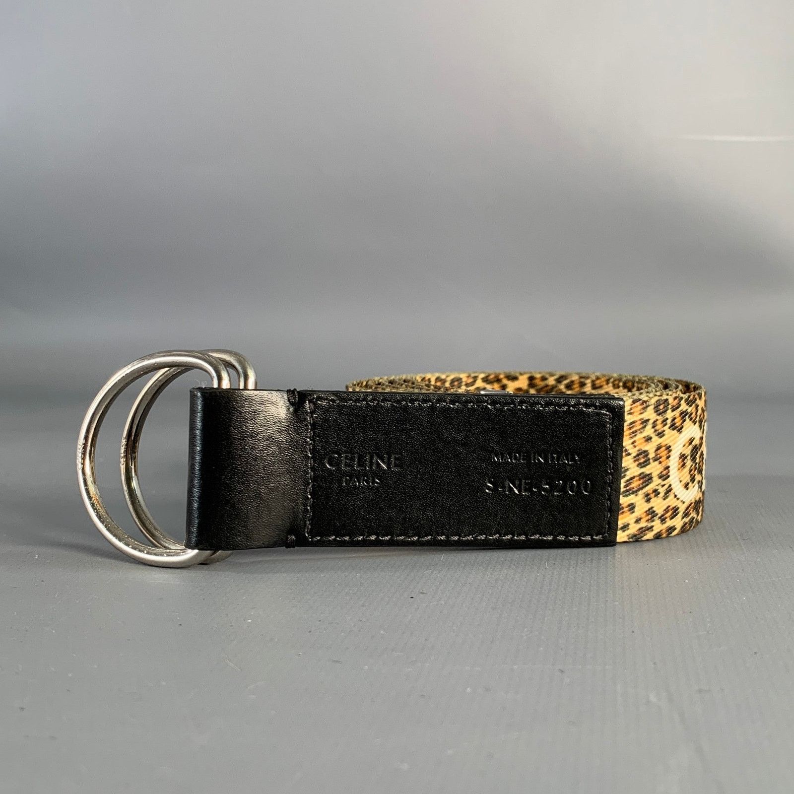 Waist Size S Beige Brown & White Animal Print Canvas Belt