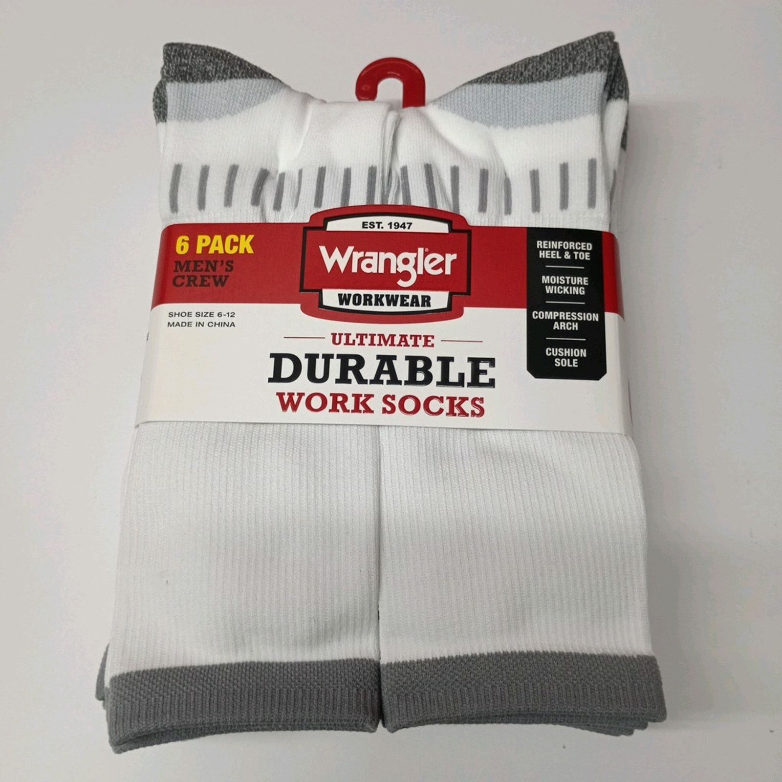 Wrangler Wrangler 6 Pair Mens Work Socks Sz 6-12 Reinforced Toe White Size ONE SIZE - 1 Thumbnail