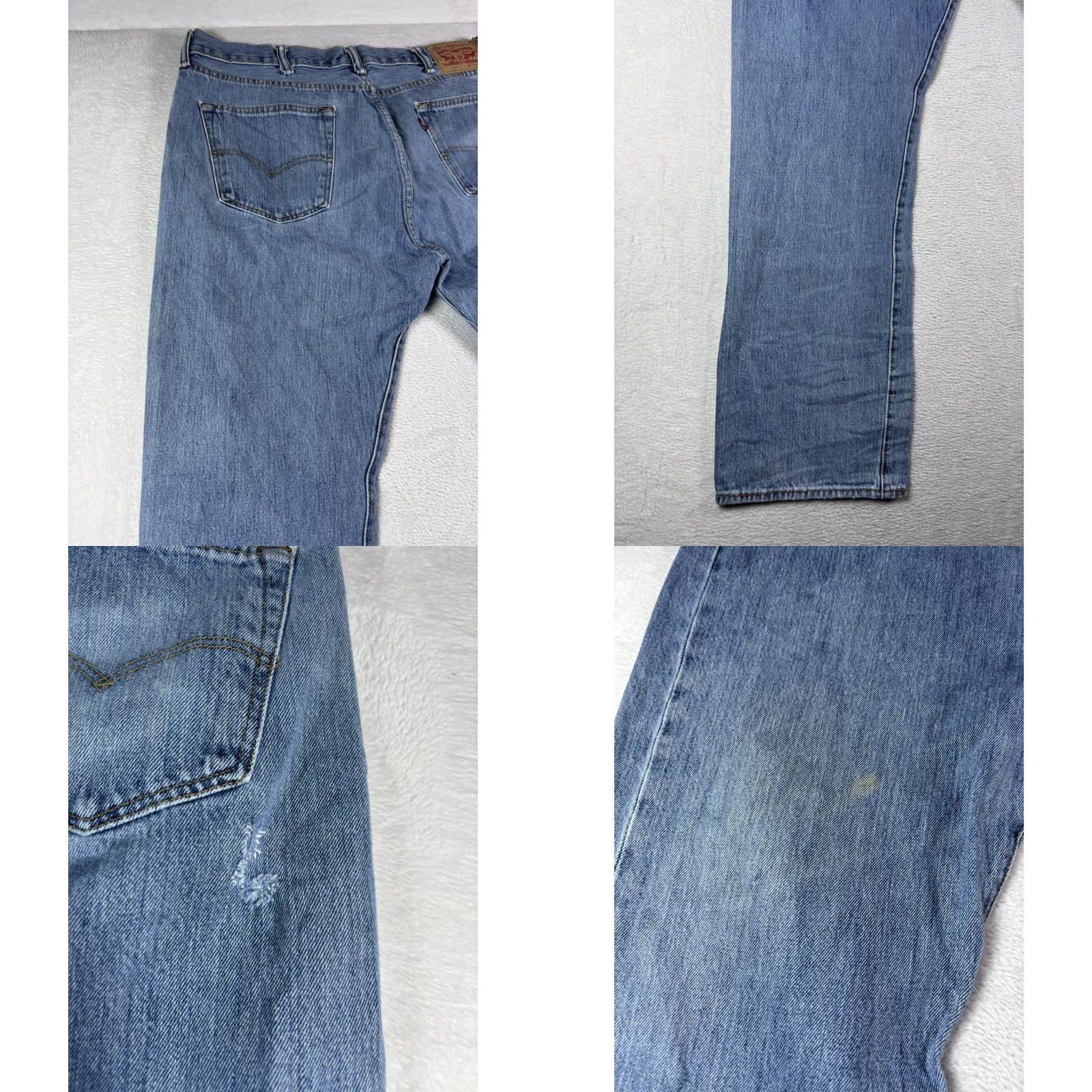 Levi's Levi's 501 Jeans Men's 38x32 Blue Medium Wash Distressed Denim Button Fly Regular Fit 5-Pocket Vintage: No 90s Theme) Mens Size US 38 / EU 54 - 9 Thumbnail
