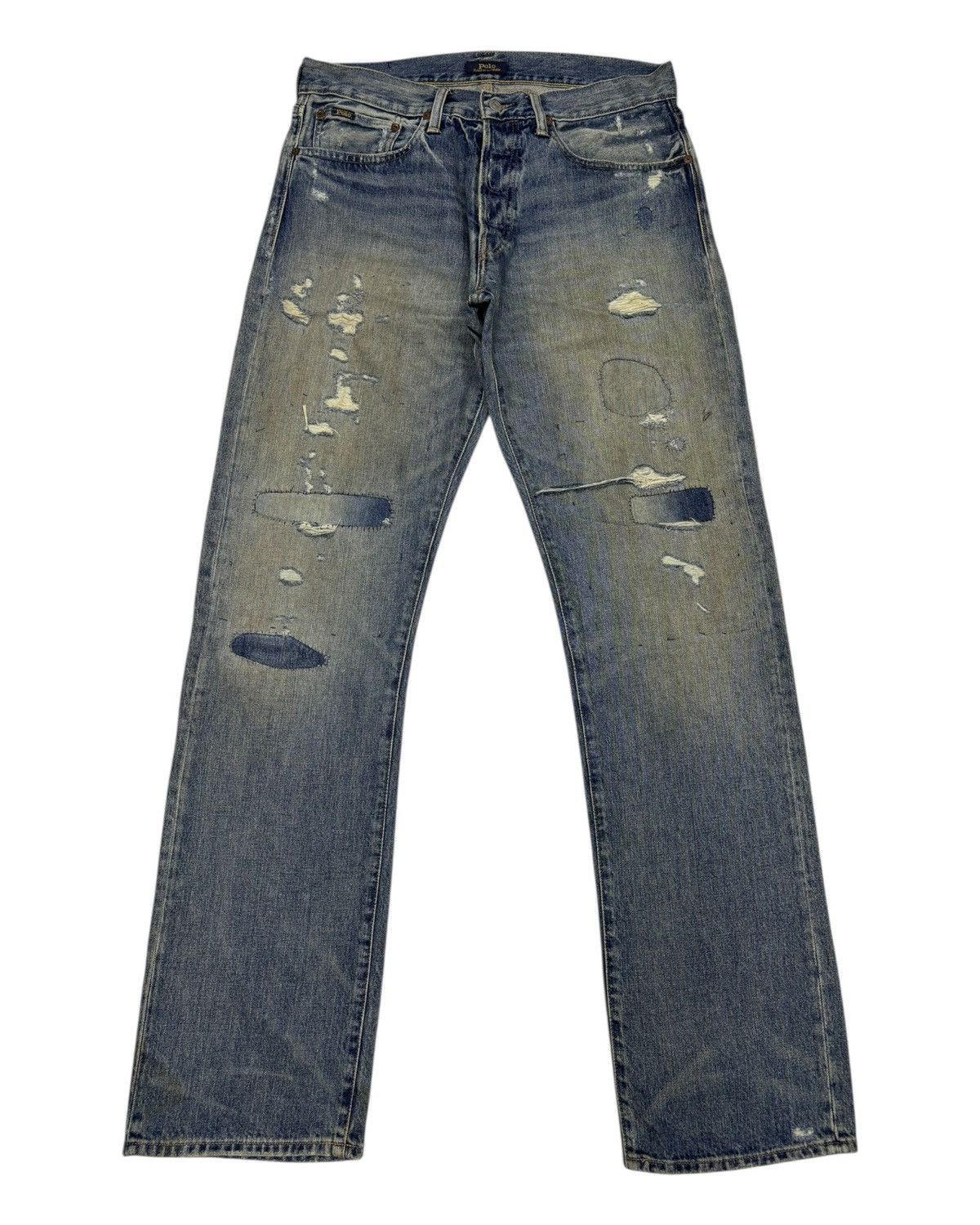 Kapital 🔥POLO RALPH LAUREN BORO MUD WASH DISTRESSED DENIM JEANS Size US 34 / EU 50 - 8 Thumbnail