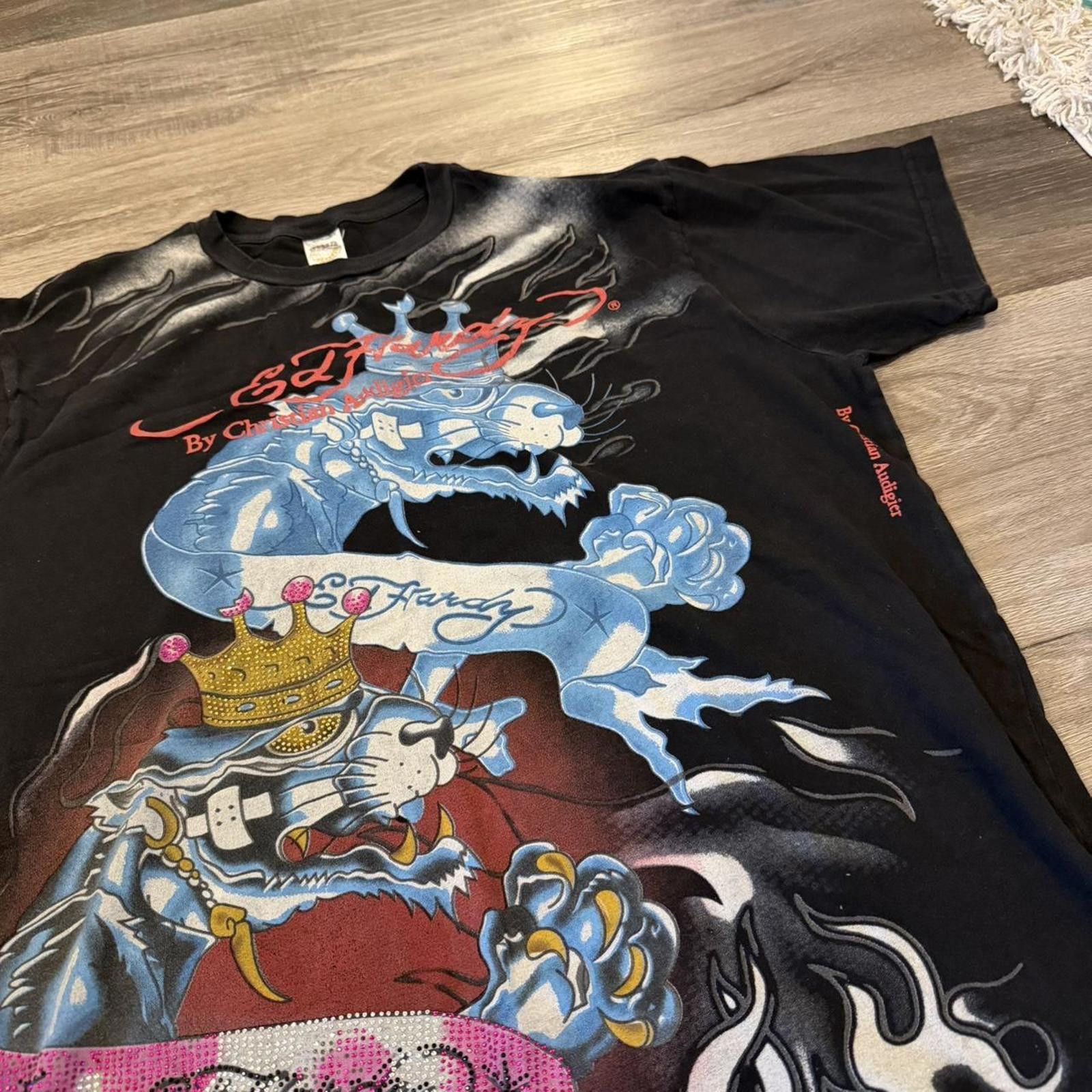 Vintage Ed Hardy Christian audigier AOP panther t shirt XXL