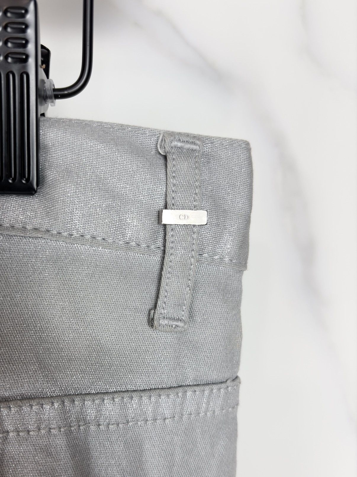 Dior × Hedi Slimane SS06 Dior Homme Silver Metallic Glitter Waxed Coated Jeans Size US 28 / EU 44 - 7 Thumbnail