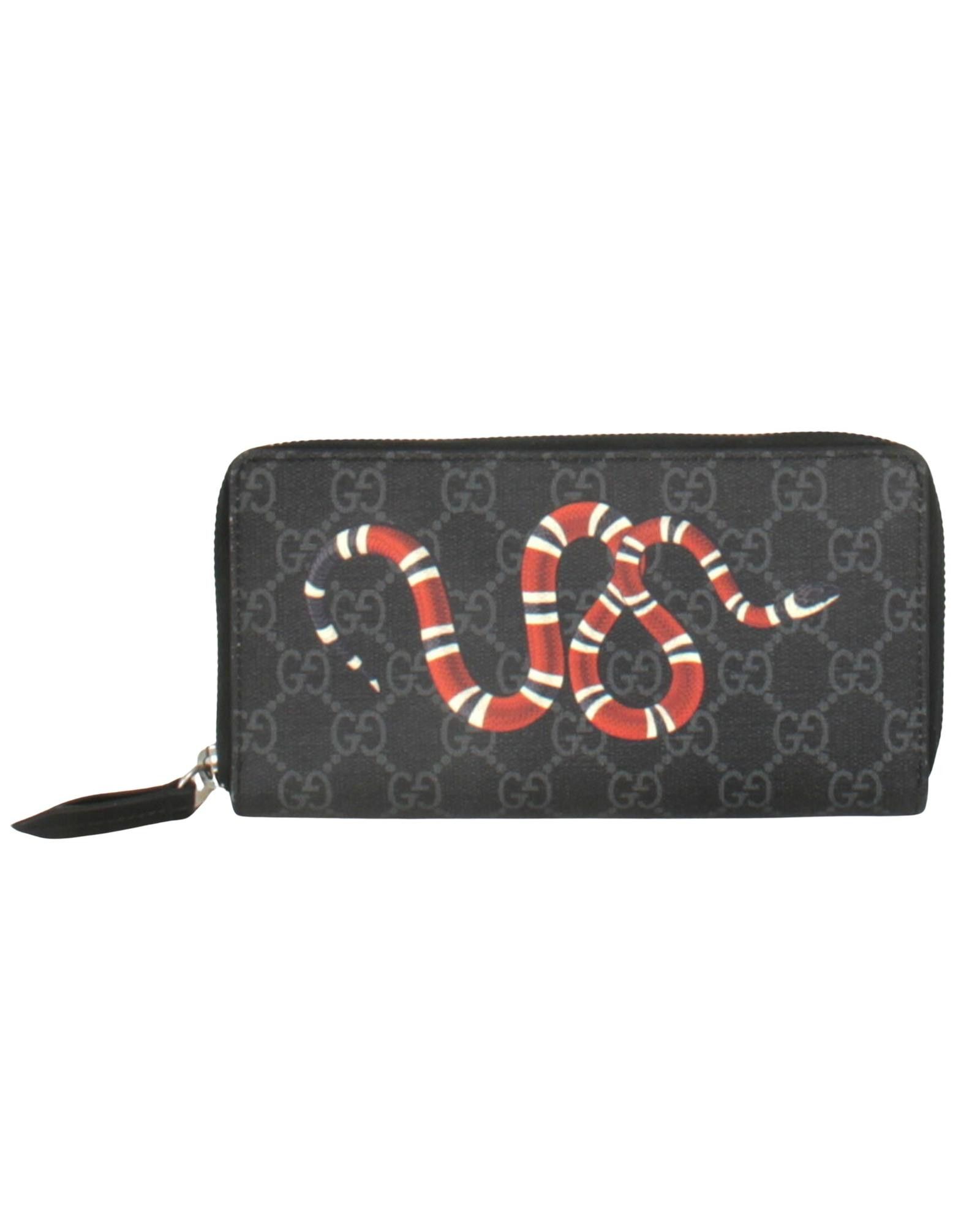 image of Gucci Black Canvas Long Bill Wallet With Open Closure, Women's