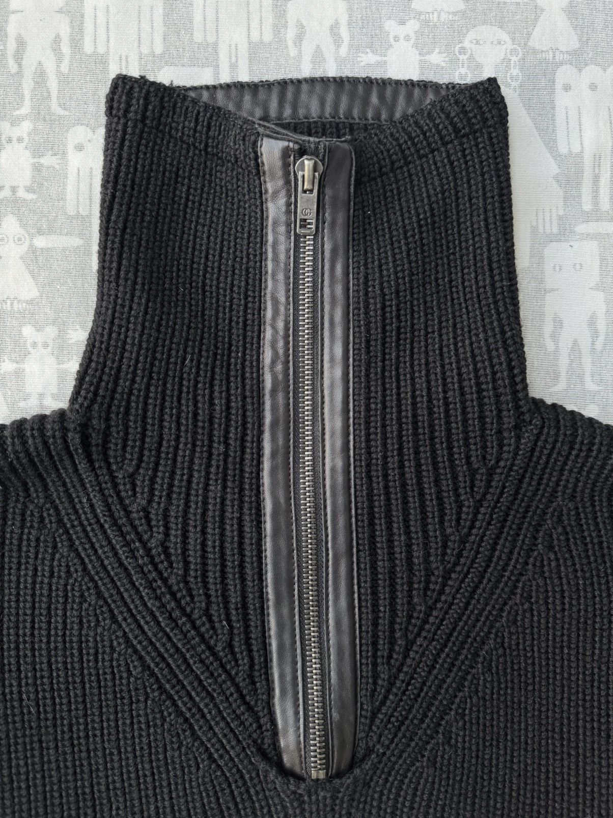 Gucci Gucci Tom Ford AW03 Leather Trim Quarter Zip Drivers Knit 