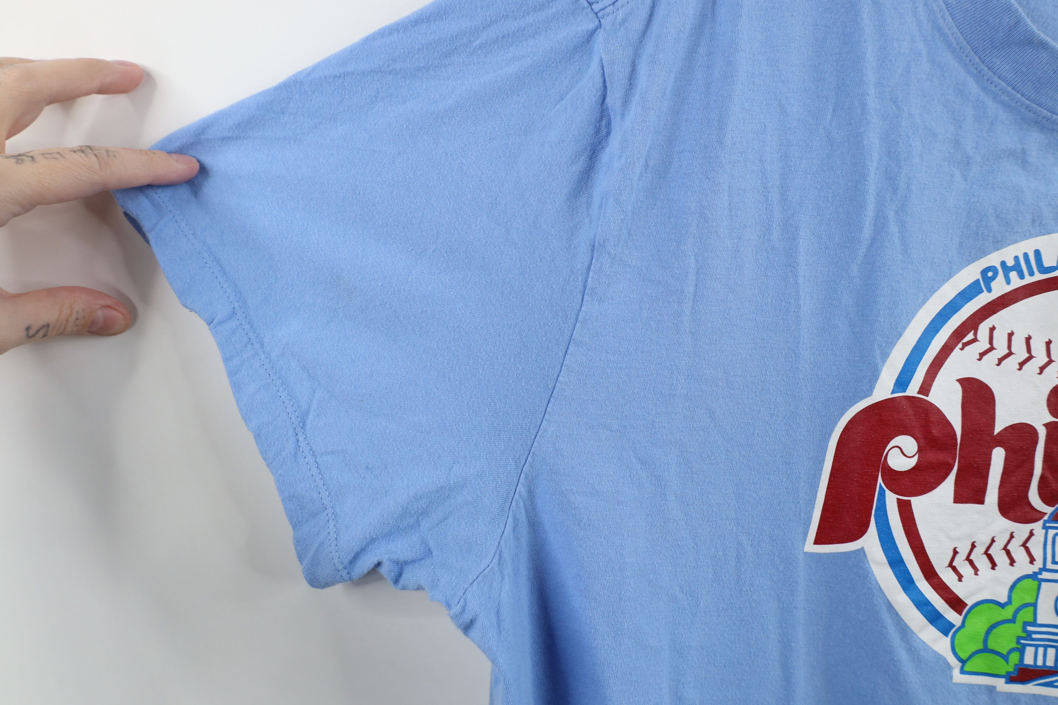 Nike × Vintage Retro Nike Spell Philadelphia Phillies Baseball T-Shirt Blue Size US XL / EU 56 / 4 - 8 Thumbnail