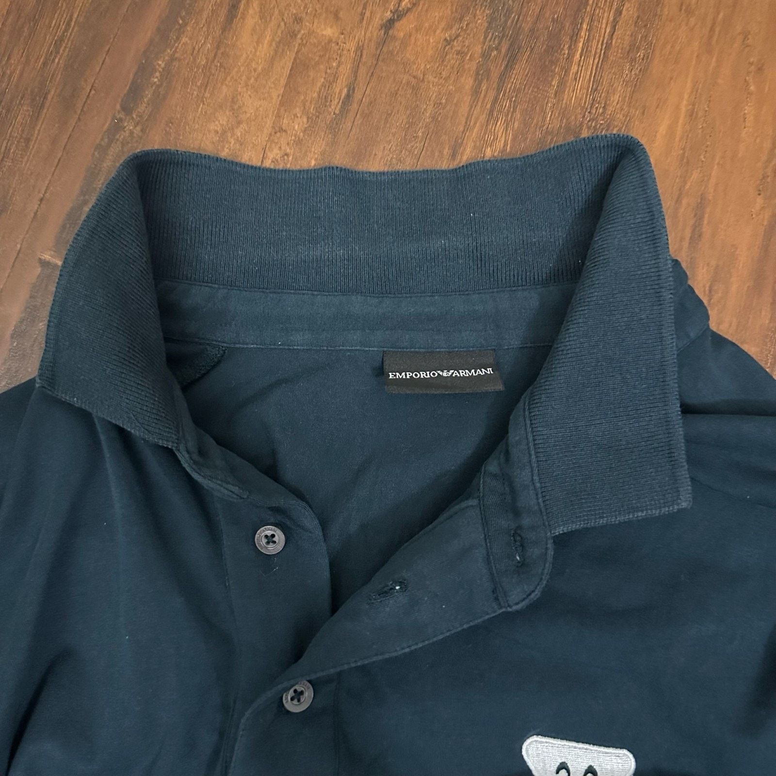 Emporio Armani EMPORIO ARMANI Polo Shirt Black Embroidered Golf Preppy RARE Size US XXL / EU 58 / 5 - 5 Thumbnail
