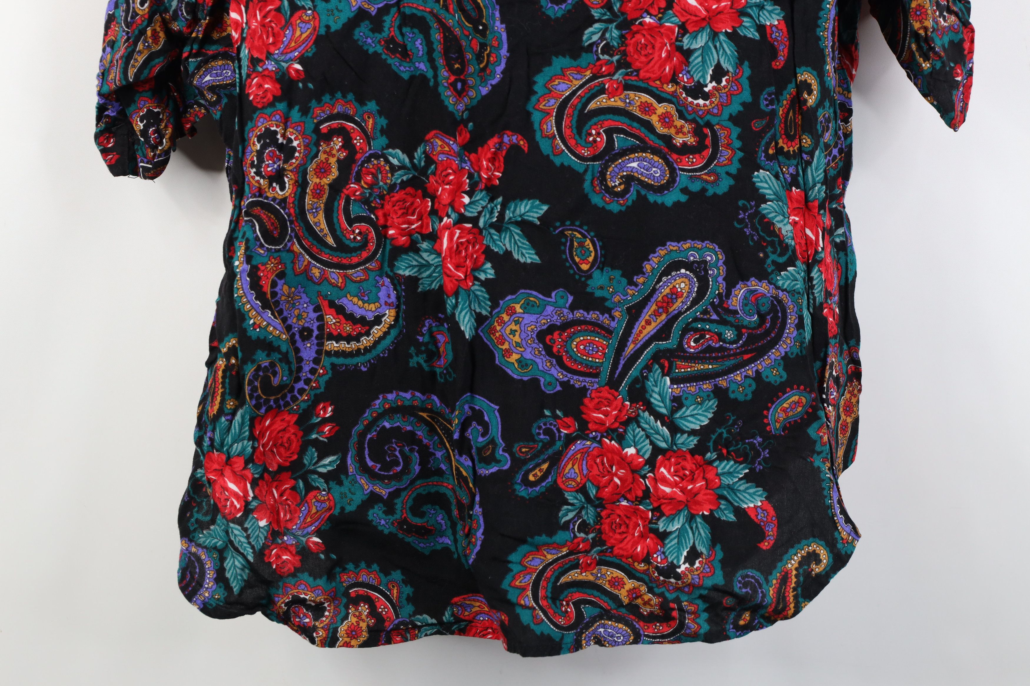 Vintage Vintage 90s Streetwear Gabardine Flower Paisley Button Shirt Size XXL / US 16-18 / IT 52-54 - 10 Thumbnail