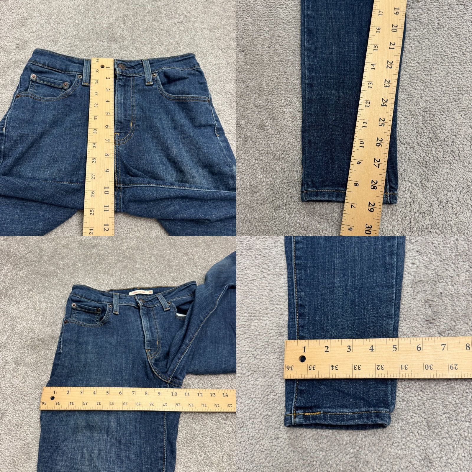 Levi's Levi's 721 High Rise Skinny Denim Jeans Womens 28x30 Blue Dark Wash Stretch Size 28" / US 6 / IT 42 - 10 Thumbnail
