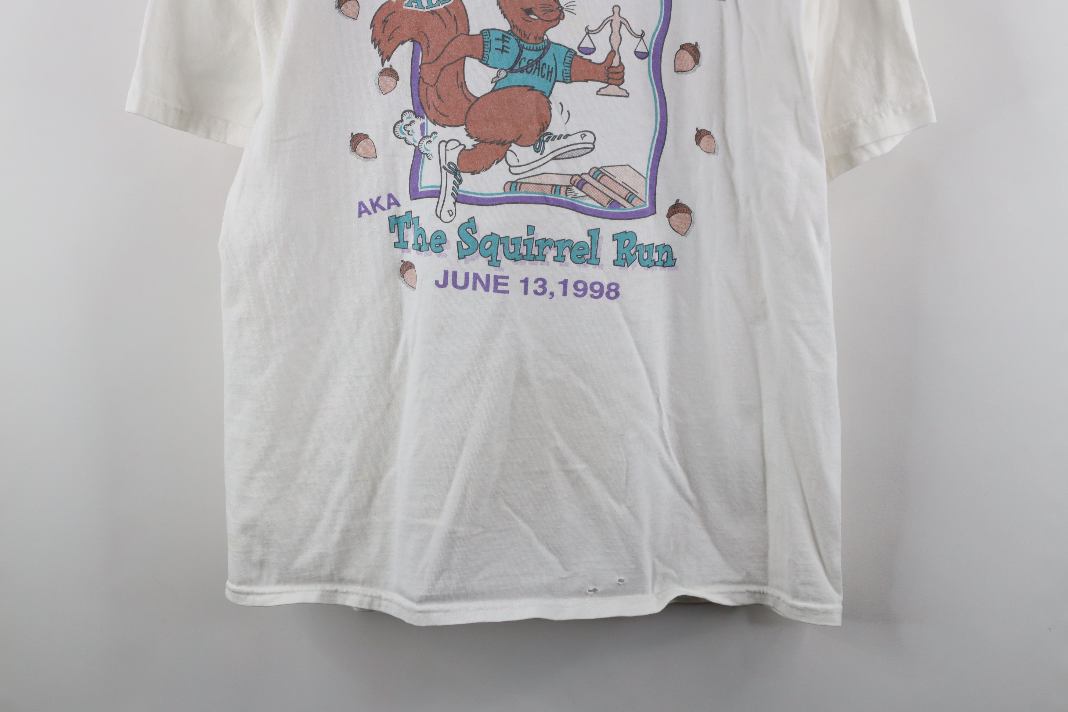 Vintage Vintage 90s The Squirrel Run Running Race T-Shirt White Size US L / EU 52-54 / 3 - 3 Thumbnail