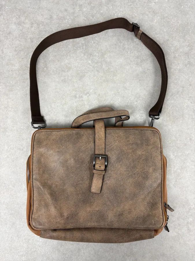 Emporio Armani Emporio Armani Grey Leather Shoulder Bag Size ONE SIZE - 1 Thumbnail