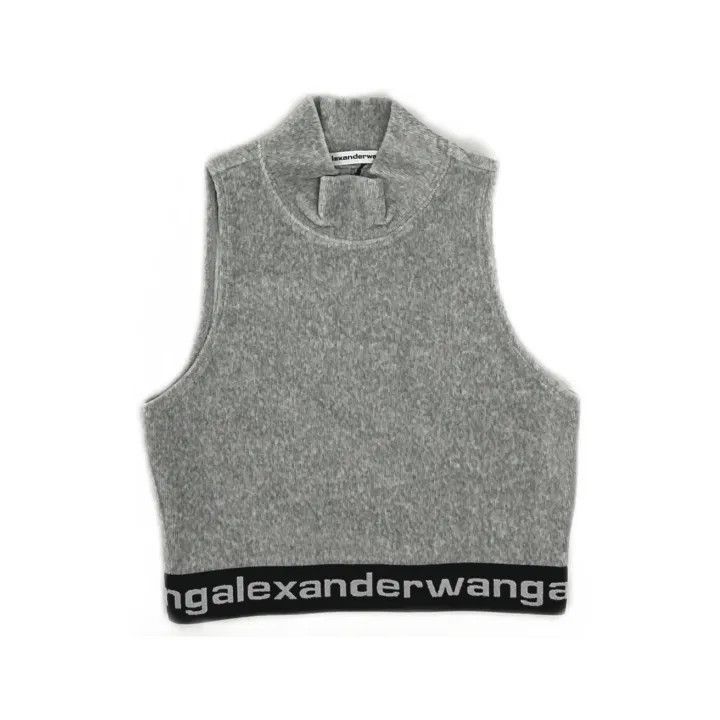 Alexander Wang Alexander Wang Gray Logo Cropped Vest - Size S / US 4 / IT 40 - 2 Thumbnail