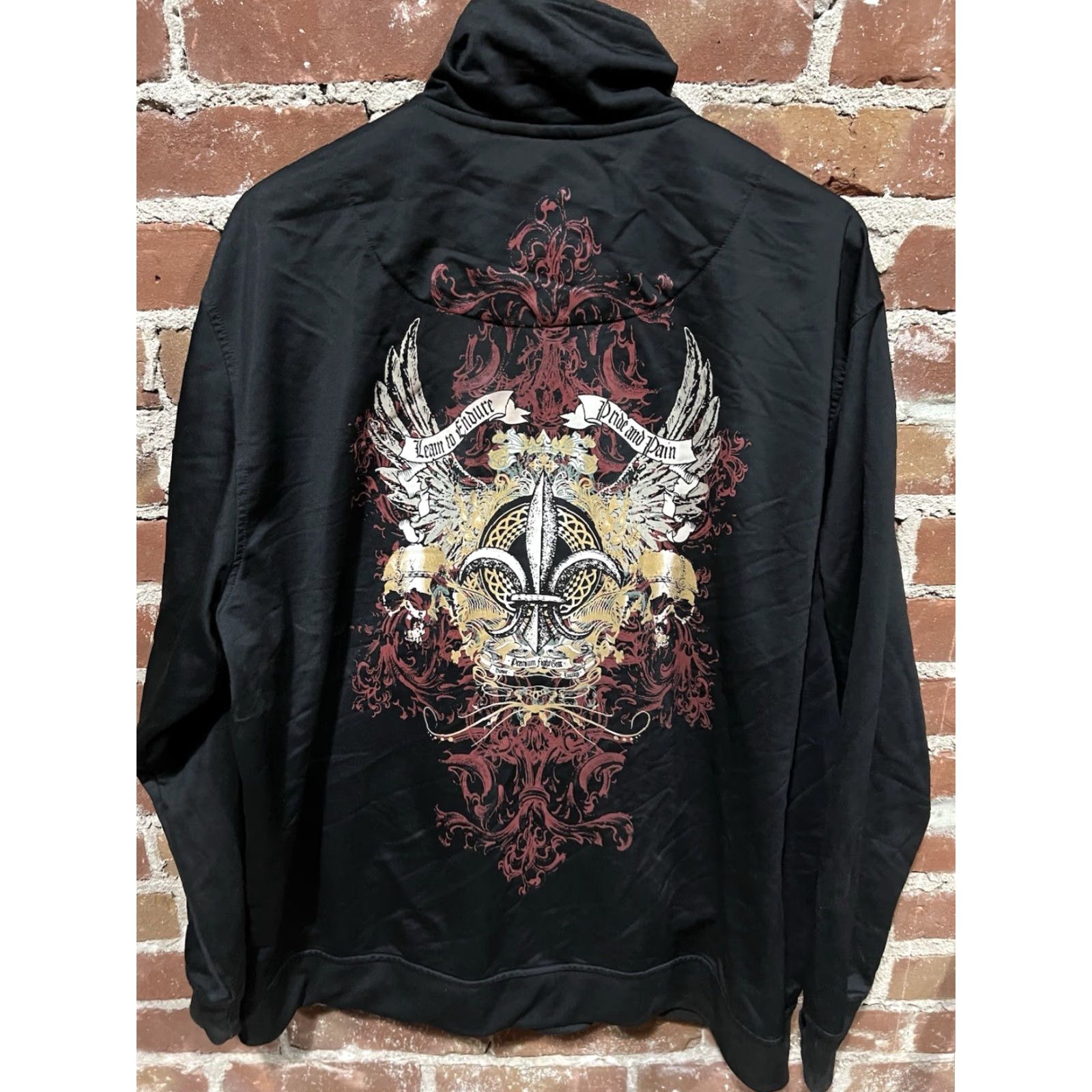 Vintage MMA Elite Track Jacket Men's XL Skull Zip Up Black Satin Full Zip Streetwear Size US XL / EU 56 / 4 - 2 Thumbnail