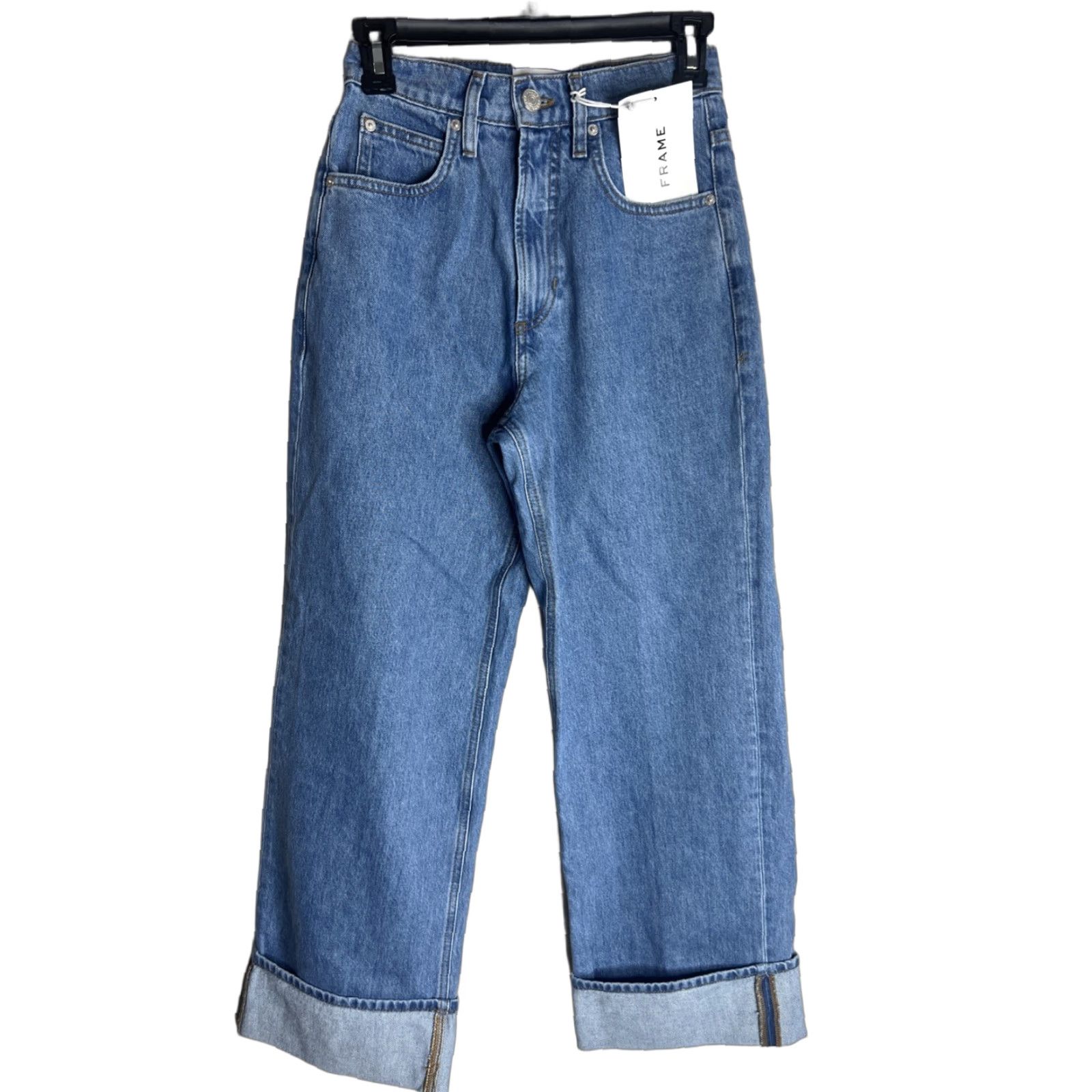 Frame Frame Womens Jeans Size 23 Blue High Rise Wide Leg Denim NWT ZIP Fly Button 29in Inseam Regular Mens/Womens? Size 40" / US 18 - 1 Thumbnail