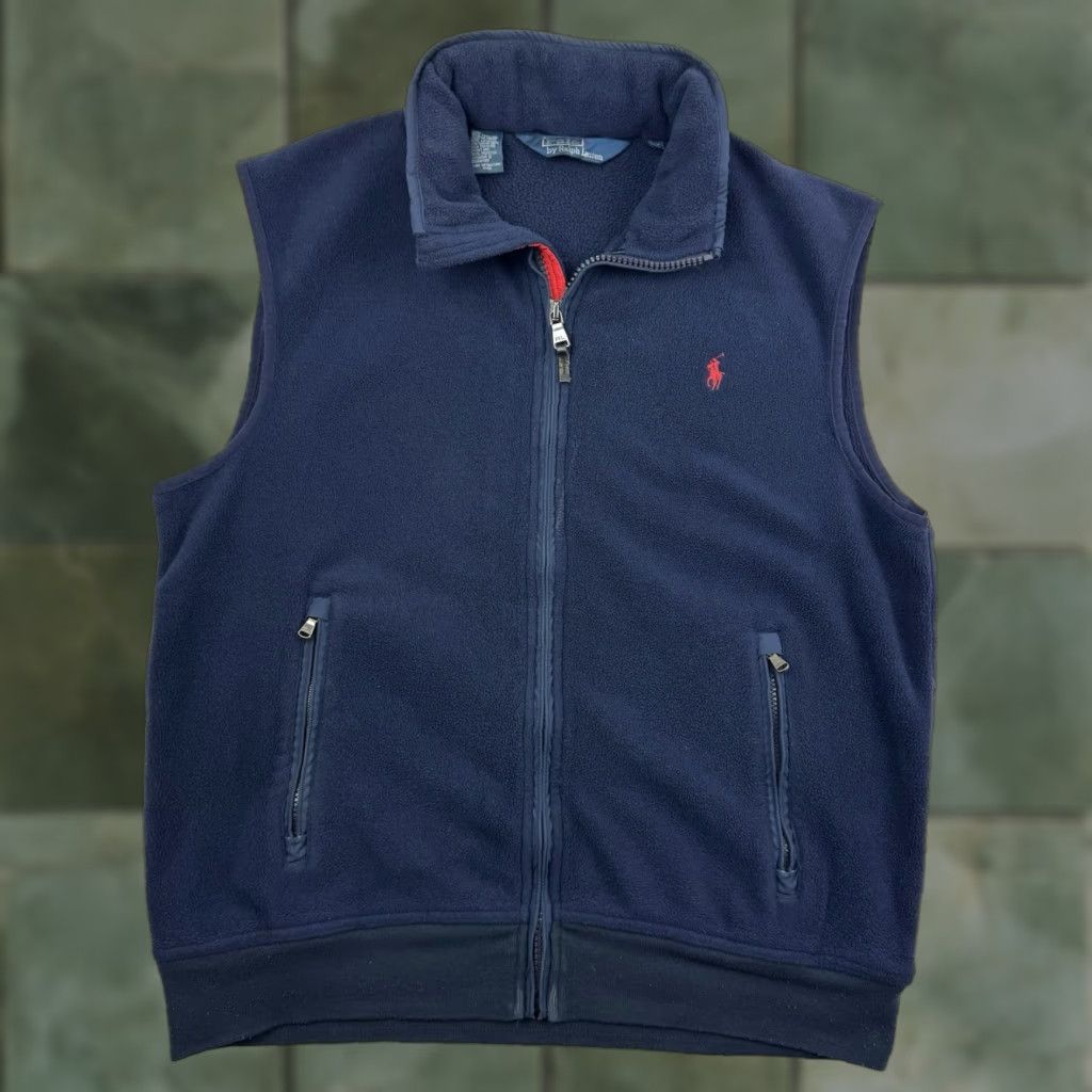 Polo Ralph Lauren Vintage Polo Ralph Lauren Fleece Vest Adult XL Blue Collar Hood Full Zip 90s Size US XL / EU 56 / 4 - 1 Thumbnail