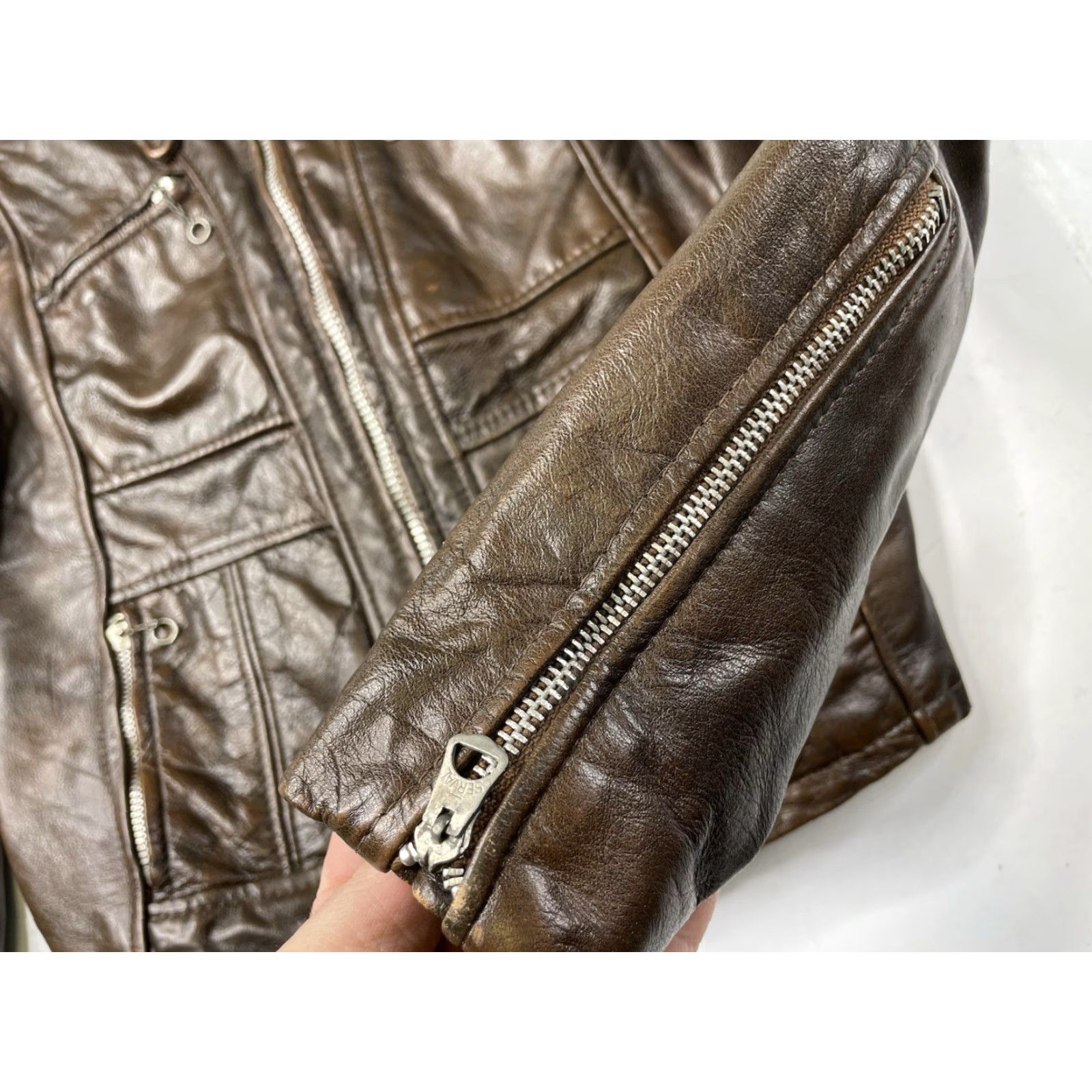 Vintage VINTAGE Lesco Motorcycle Jacket Brown Leather Zipper Womens Size 9 Size M / US 6-8 / IT 42-44 - 7 Thumbnail